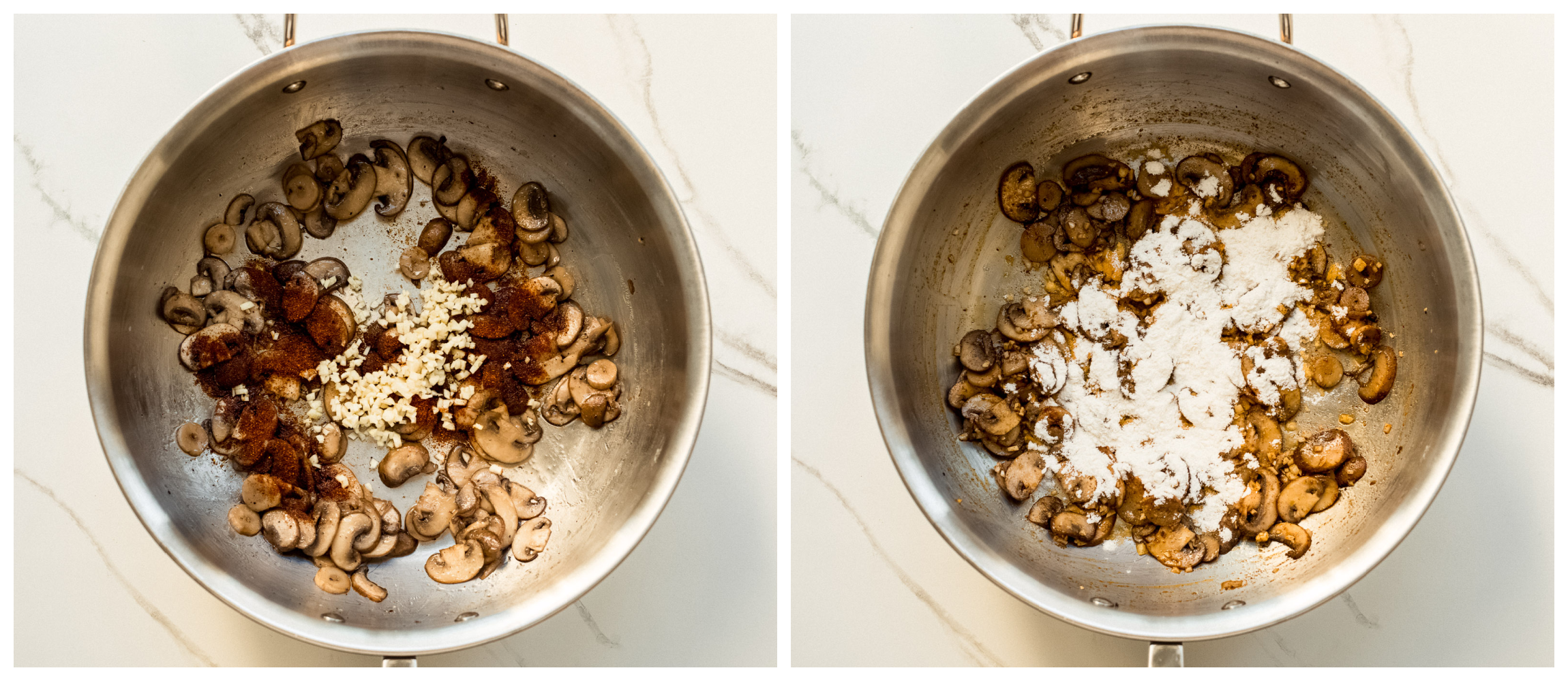 cooked mushrooms in a pan