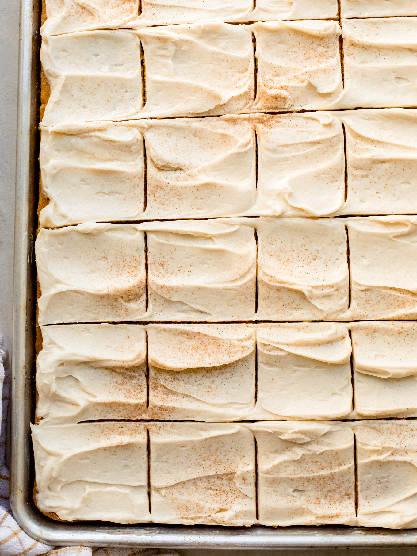 pumpkin sheet cake with cream cheese frosting.