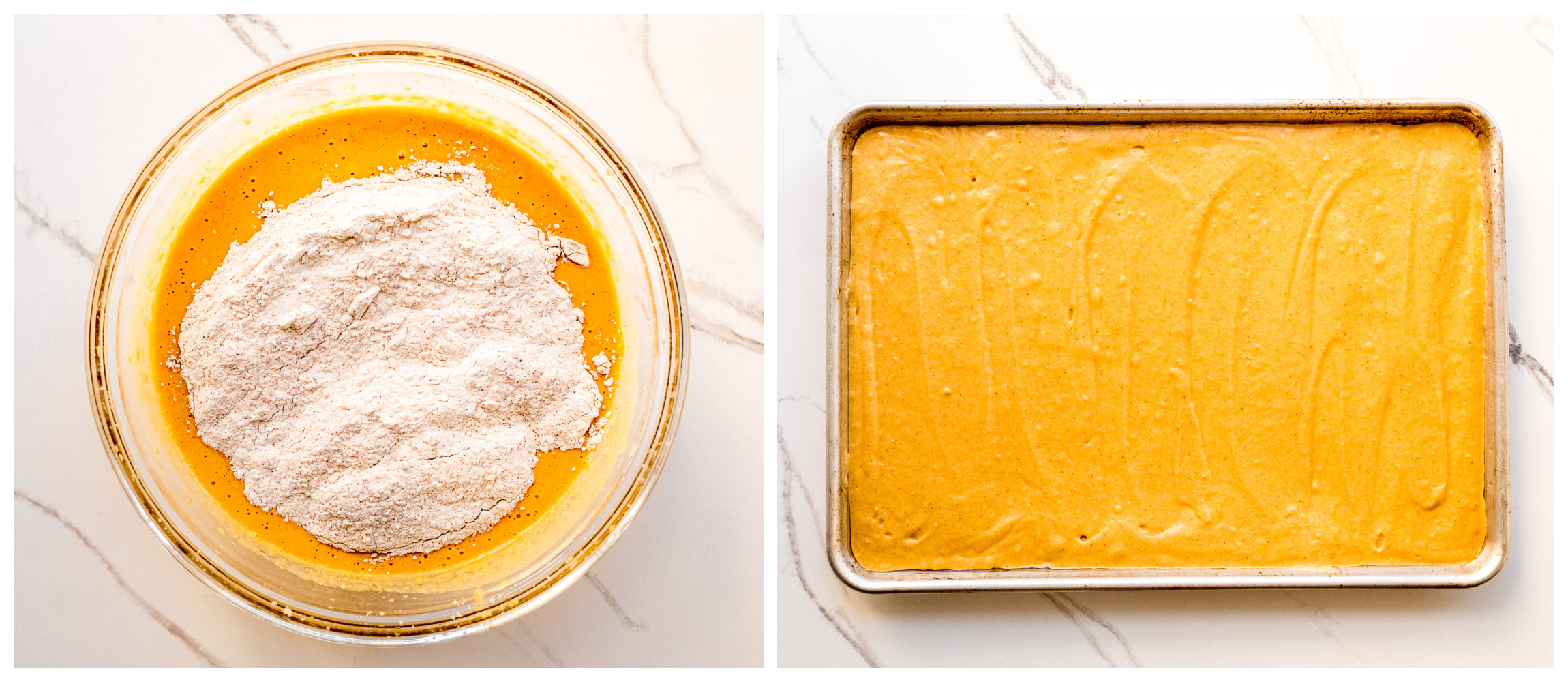 pumpkin cake batter in a bowl