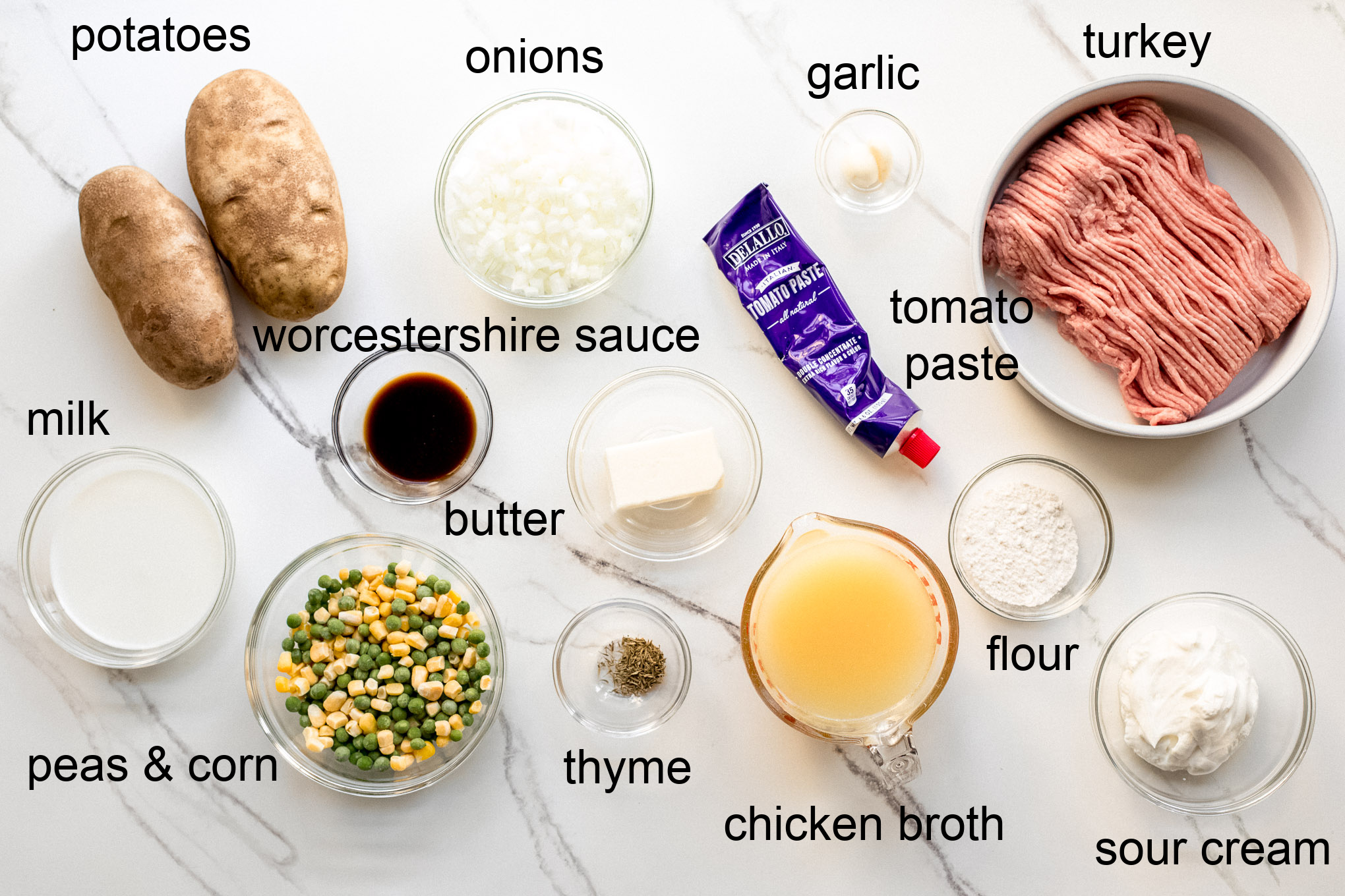ingredients for shepherd's pie with turkey.