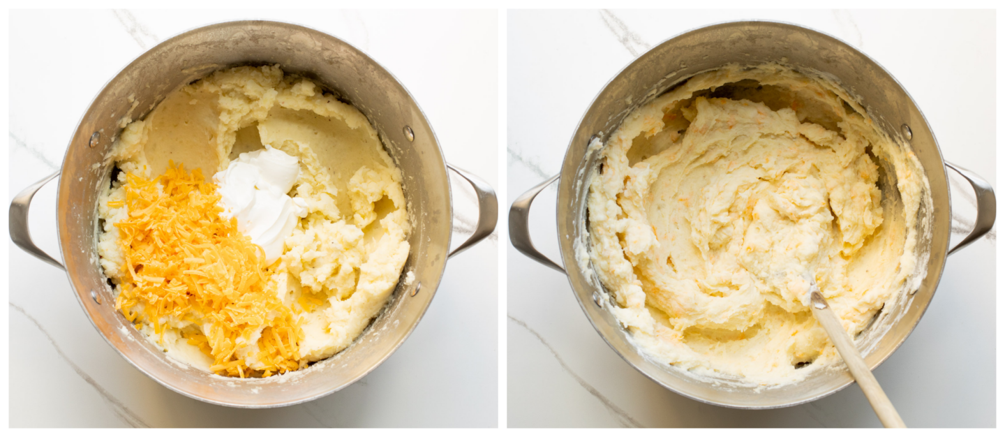 mashed potatoes with cheese in a pot