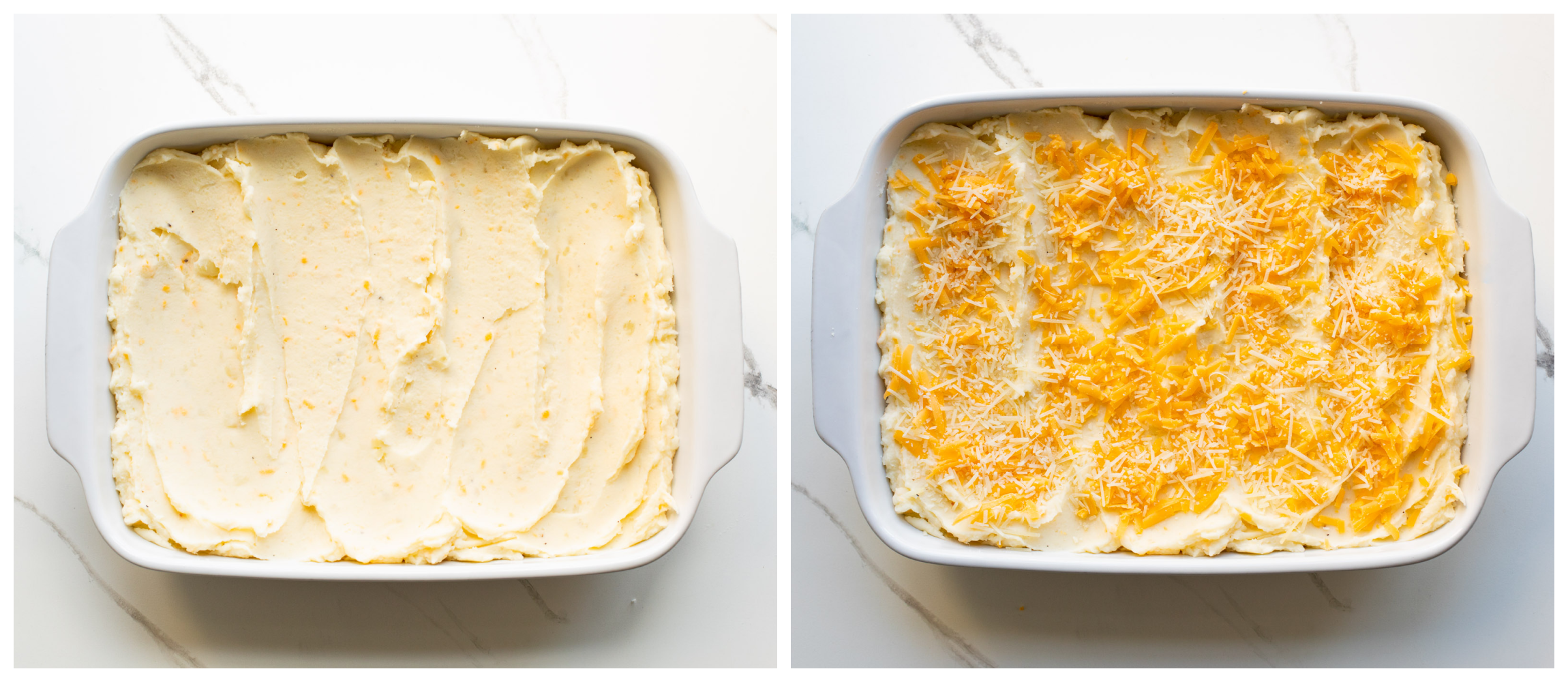 mashed potatoes in a baking dish