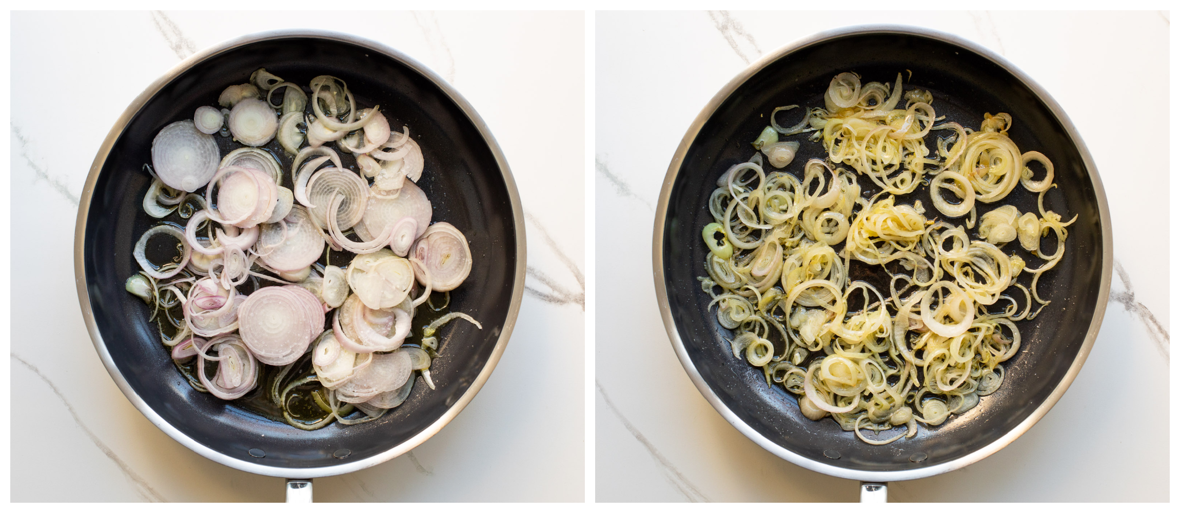 shallots in a skillet