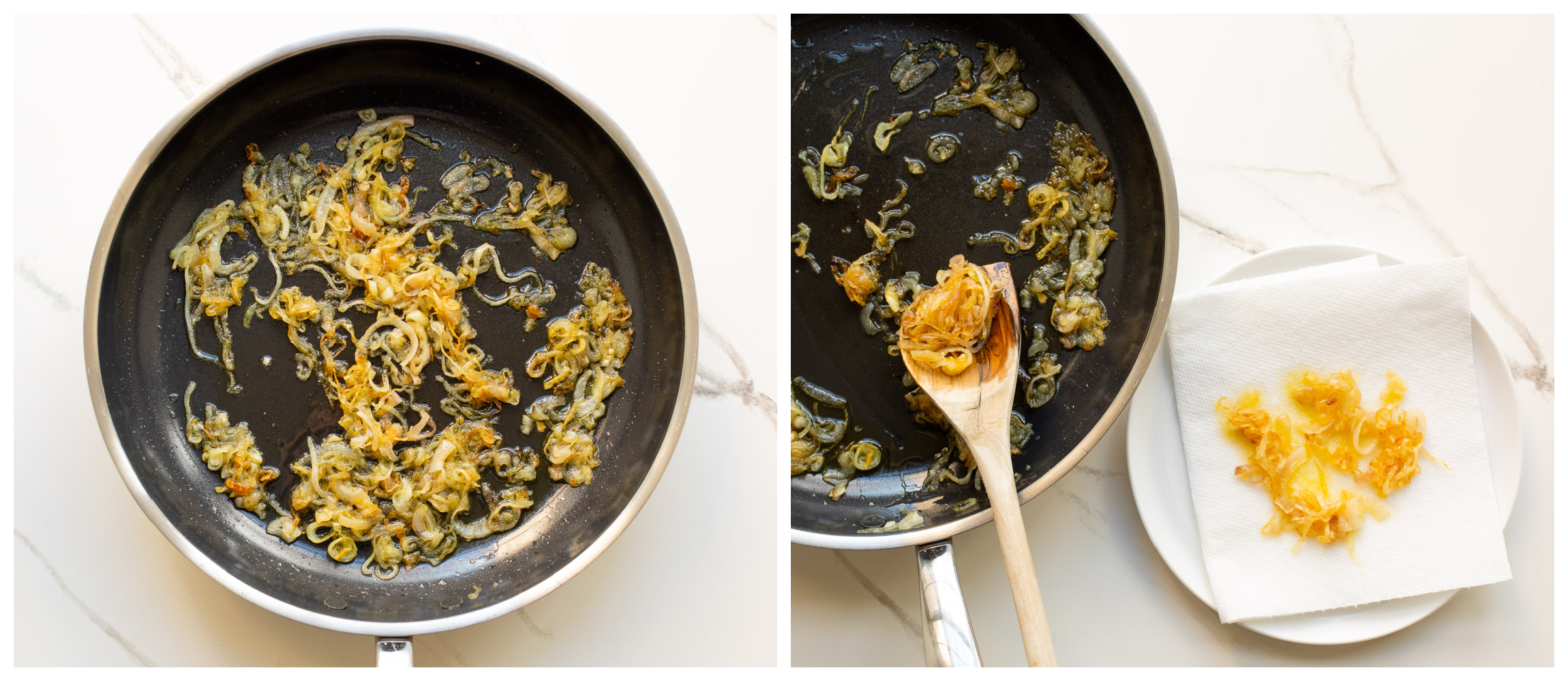 crispy shallots in a skillet