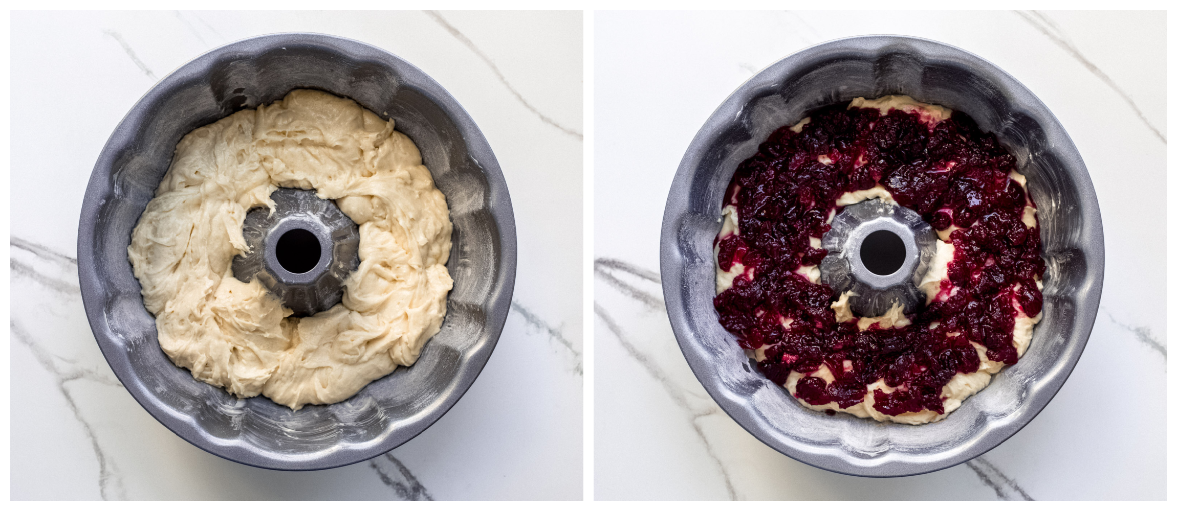 cake batter in a bundt pan