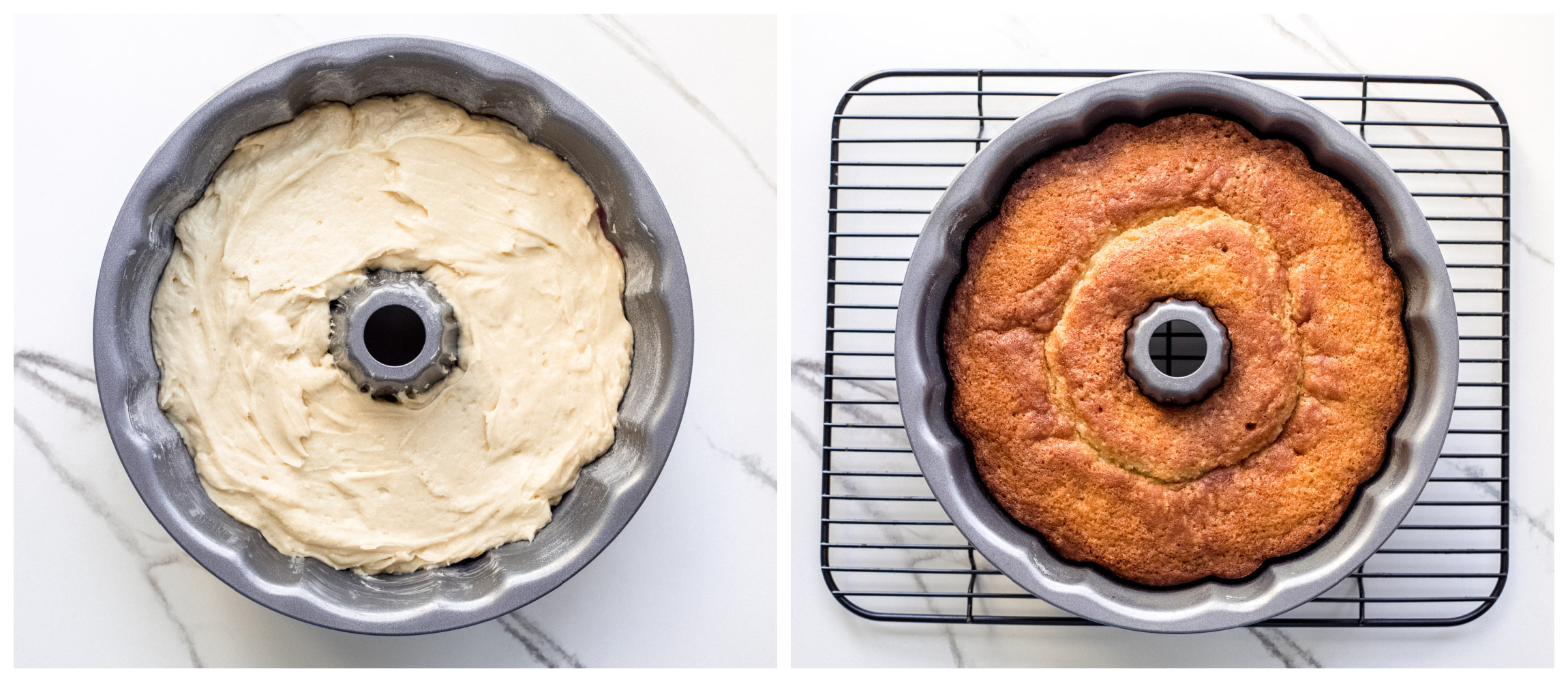 coffee cake on a cooling rack