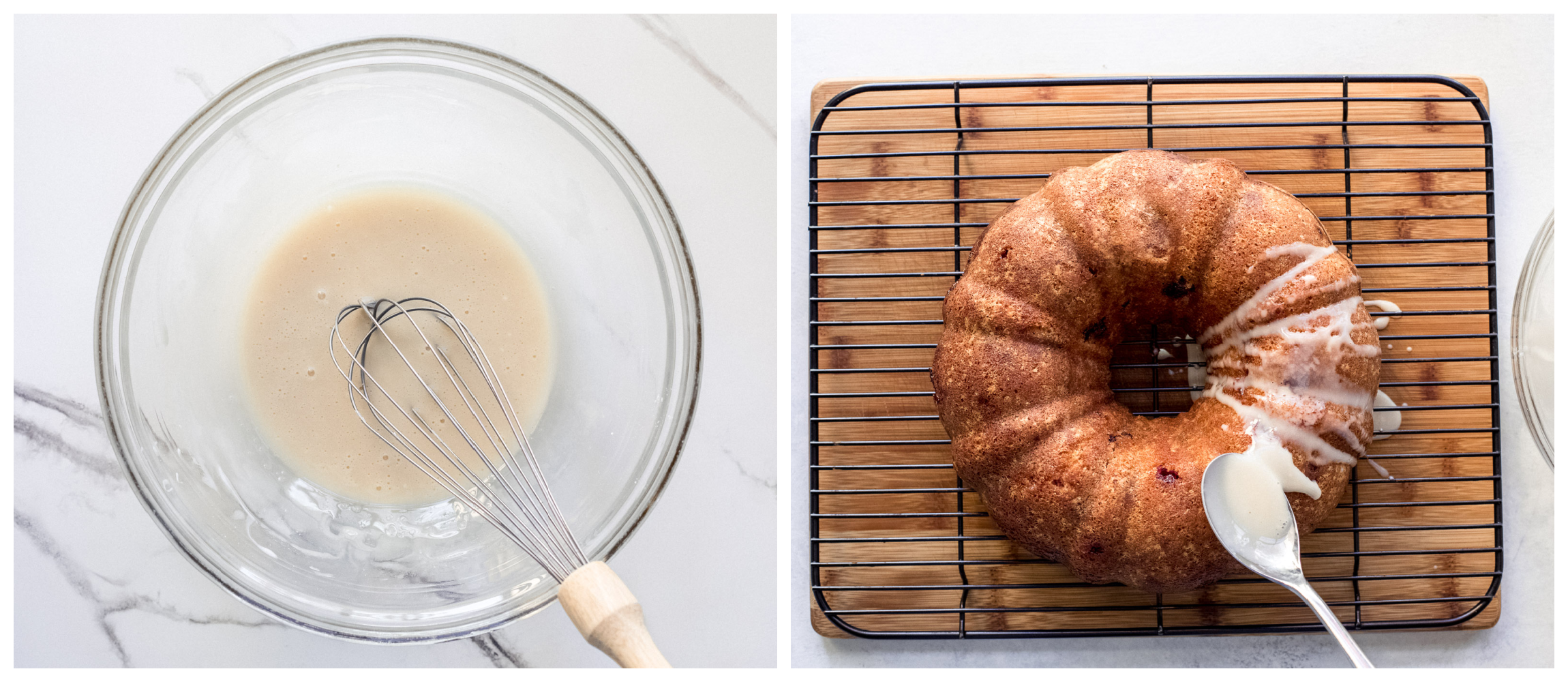 sugar glaze over the coffee cake