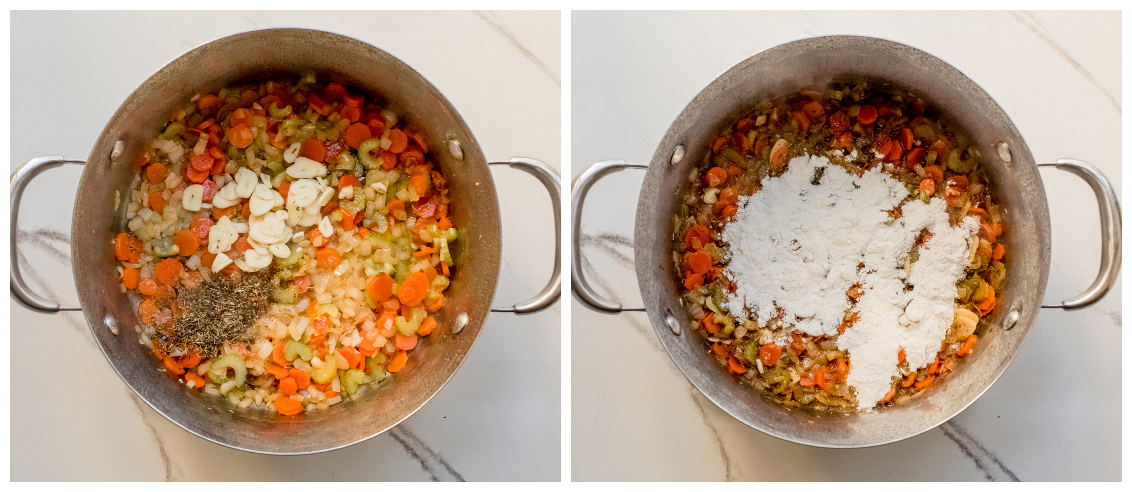 cooked vegetables in a pot