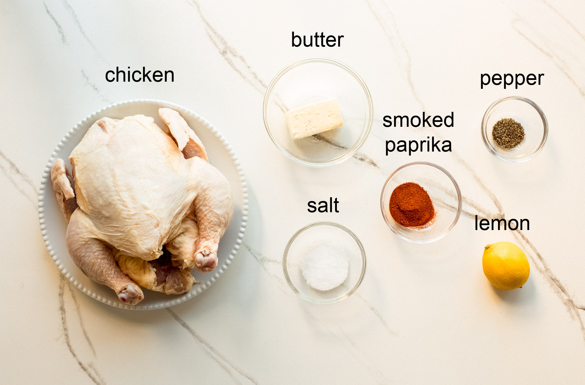 ingredients for half roast chicken