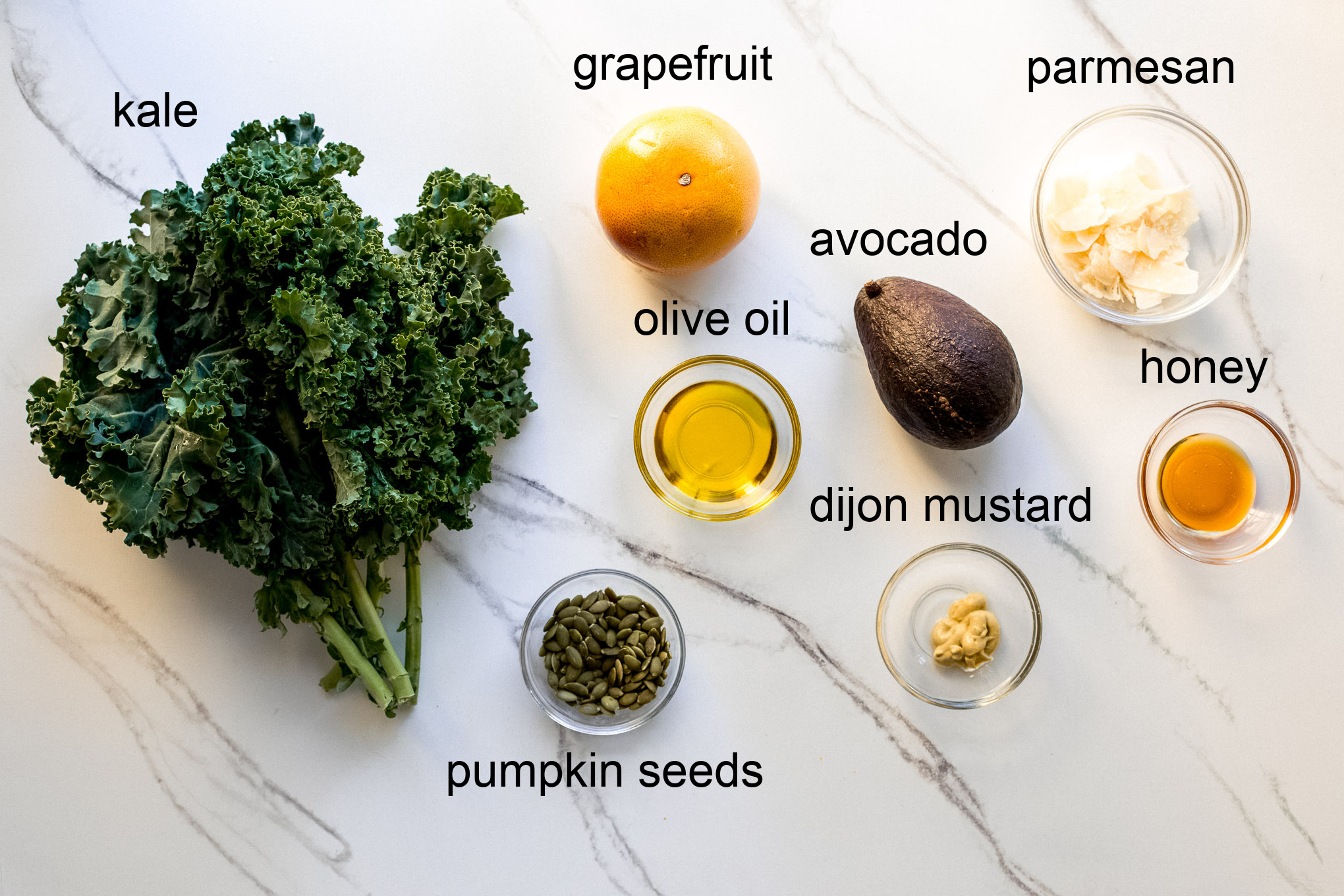 ingredients for kale grapefruit salad