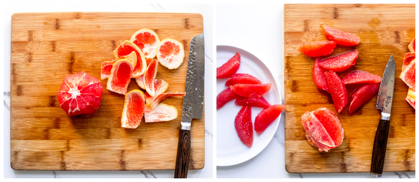 segmented grapefruit on a plate