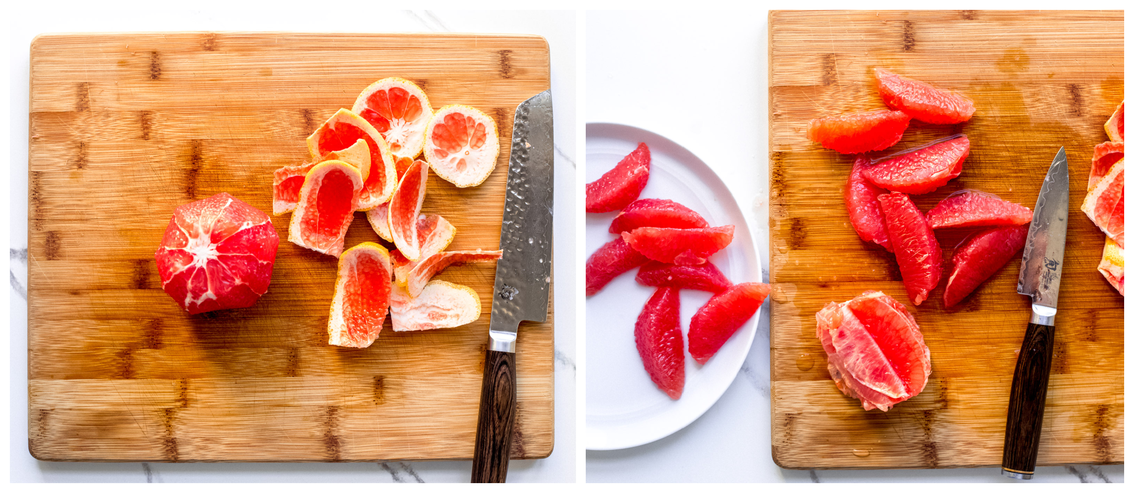 segmented grapefruit on a plate