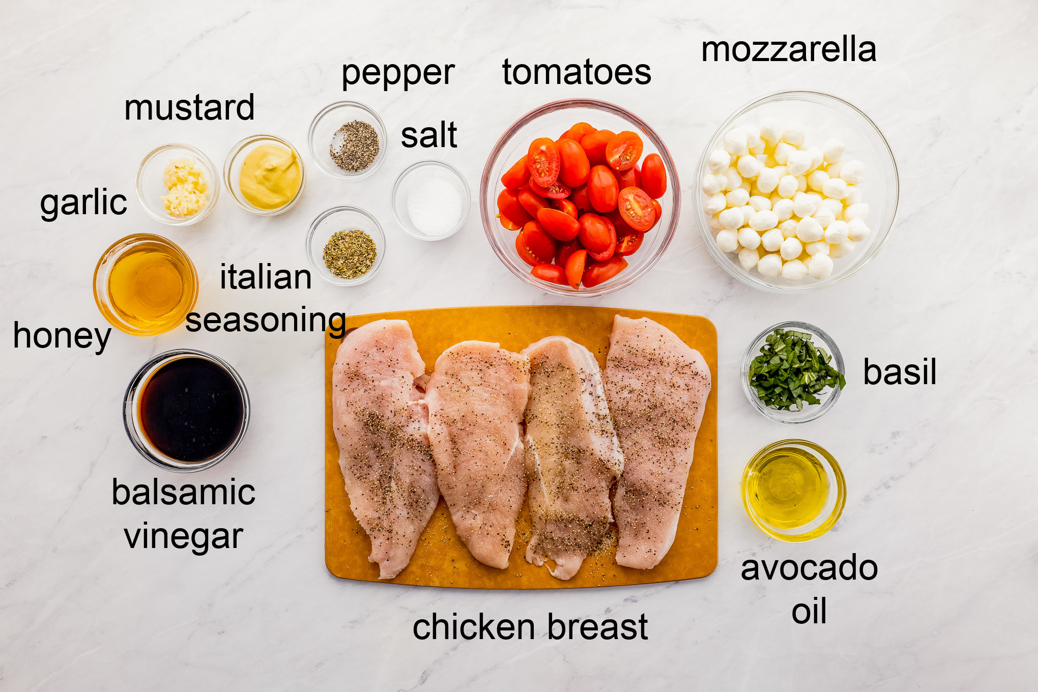 ingredients for one pan balsamic chicken