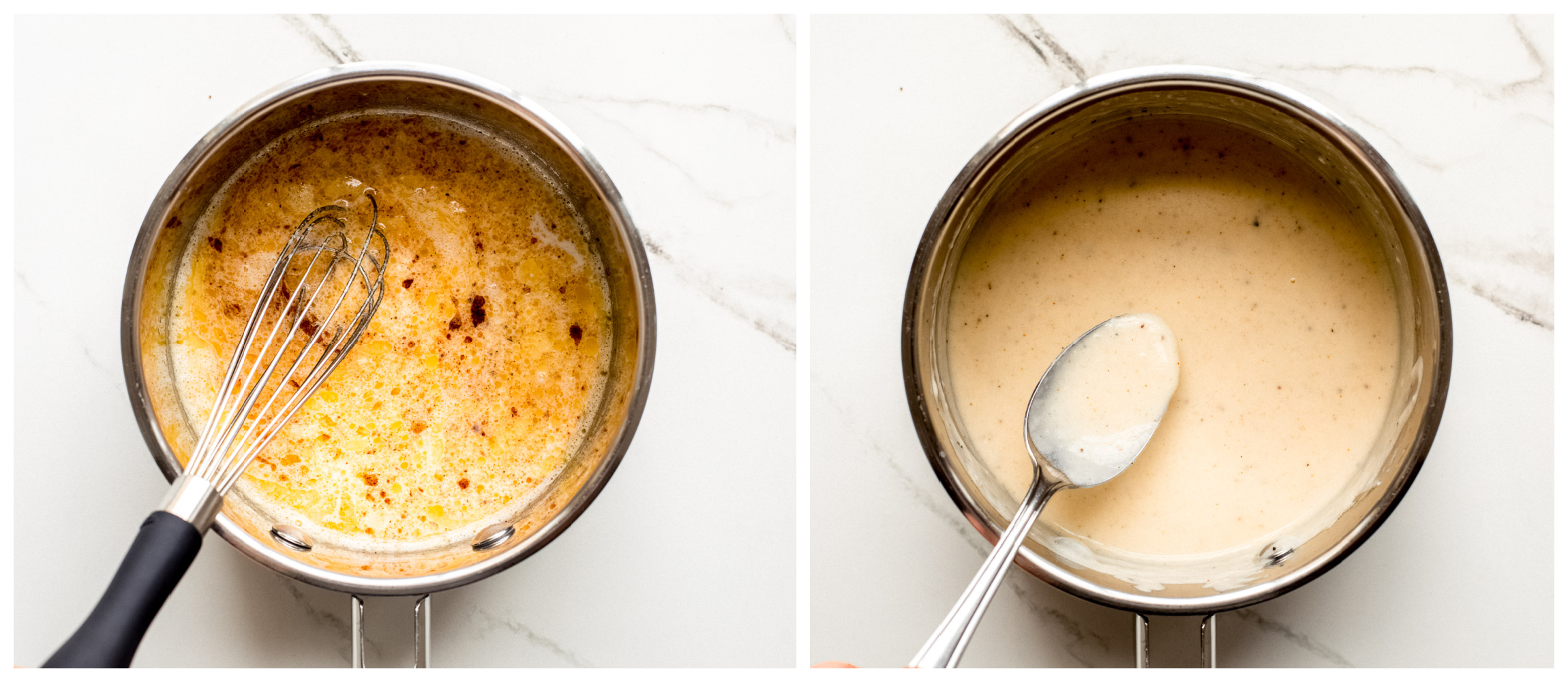 old bay cream sauce in saucepan