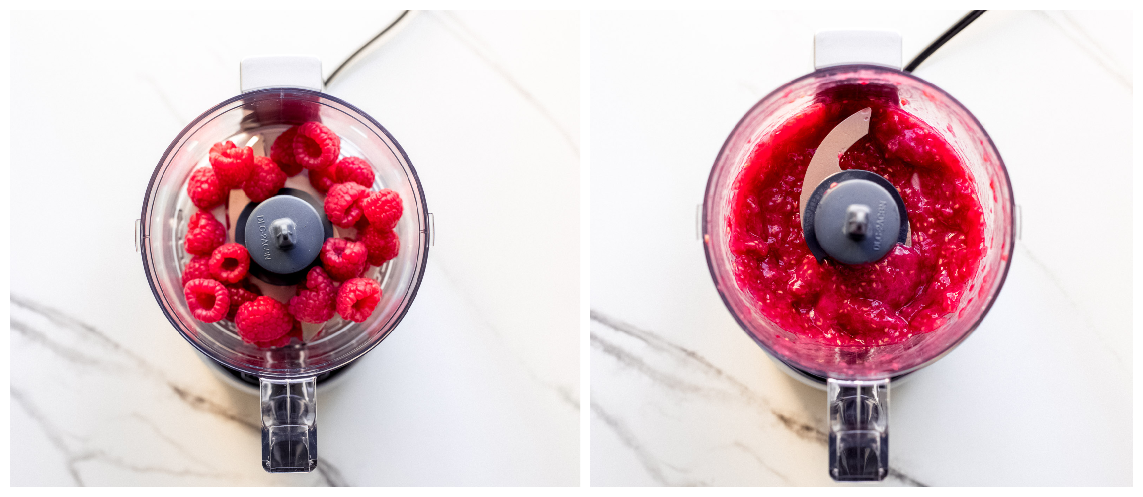 raspberry puree in a food processor