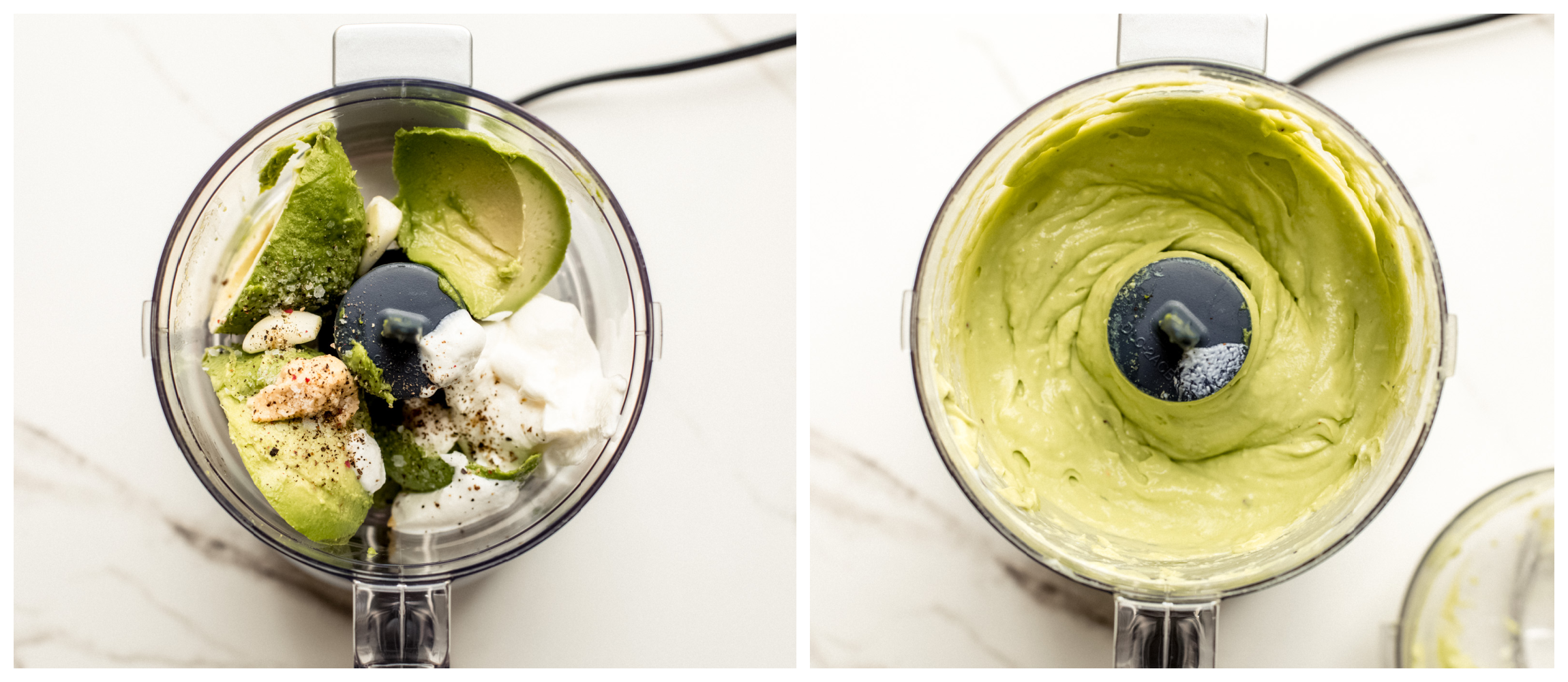 avocado dipping sauce in a food processor