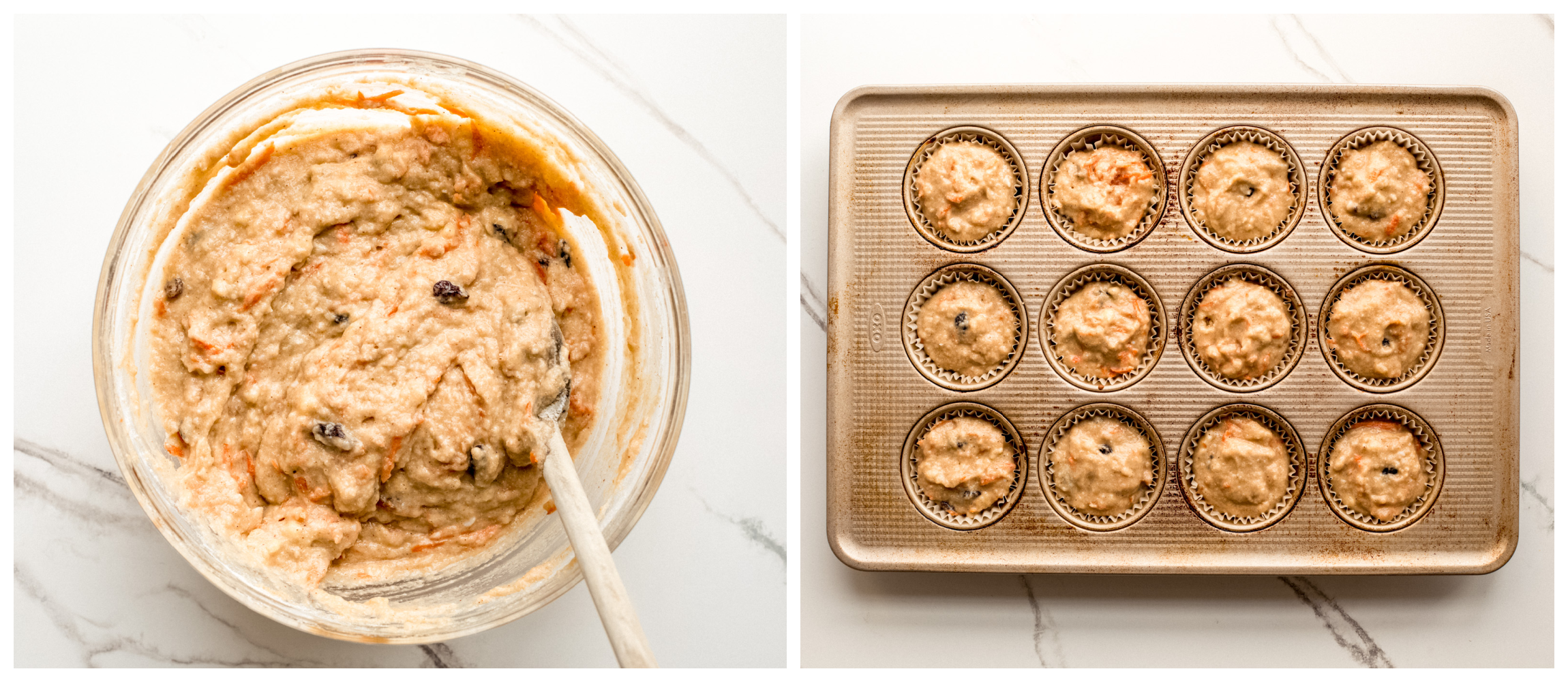 muffin batter in a muffin pan