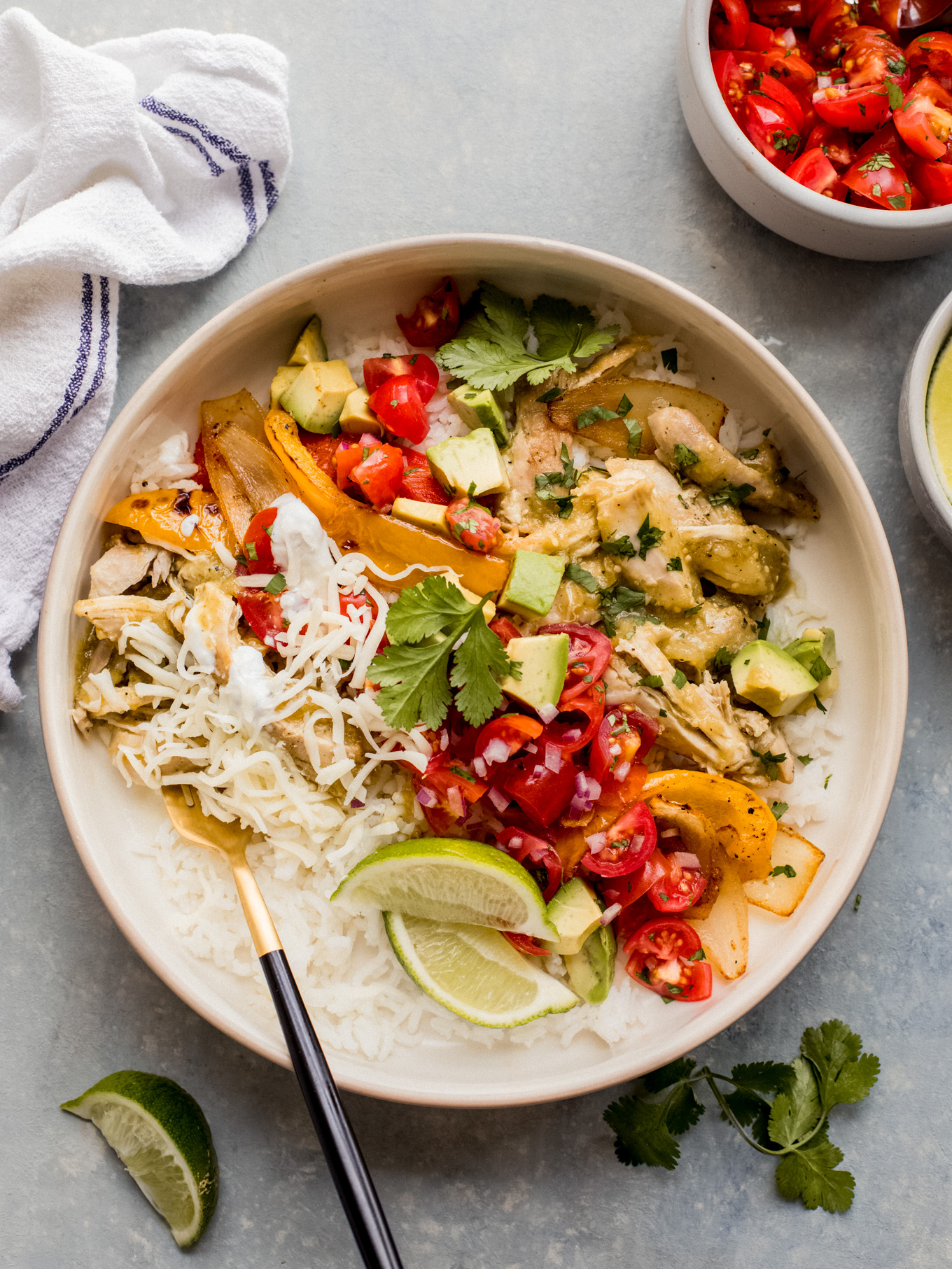 chicken fajita rice bowl.