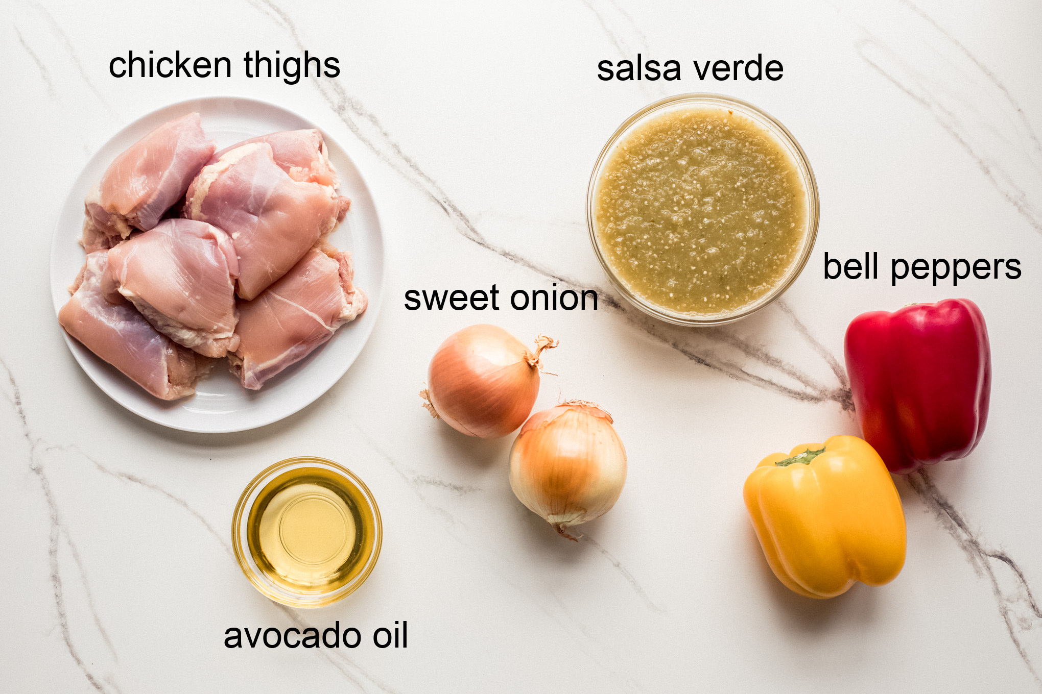 ingredients for chicken fajita bowl recipe.