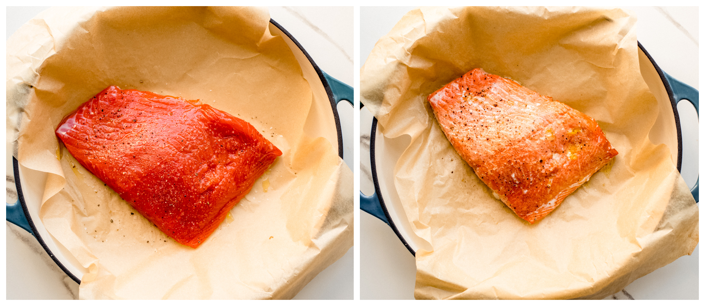 roasted salmon in a pan