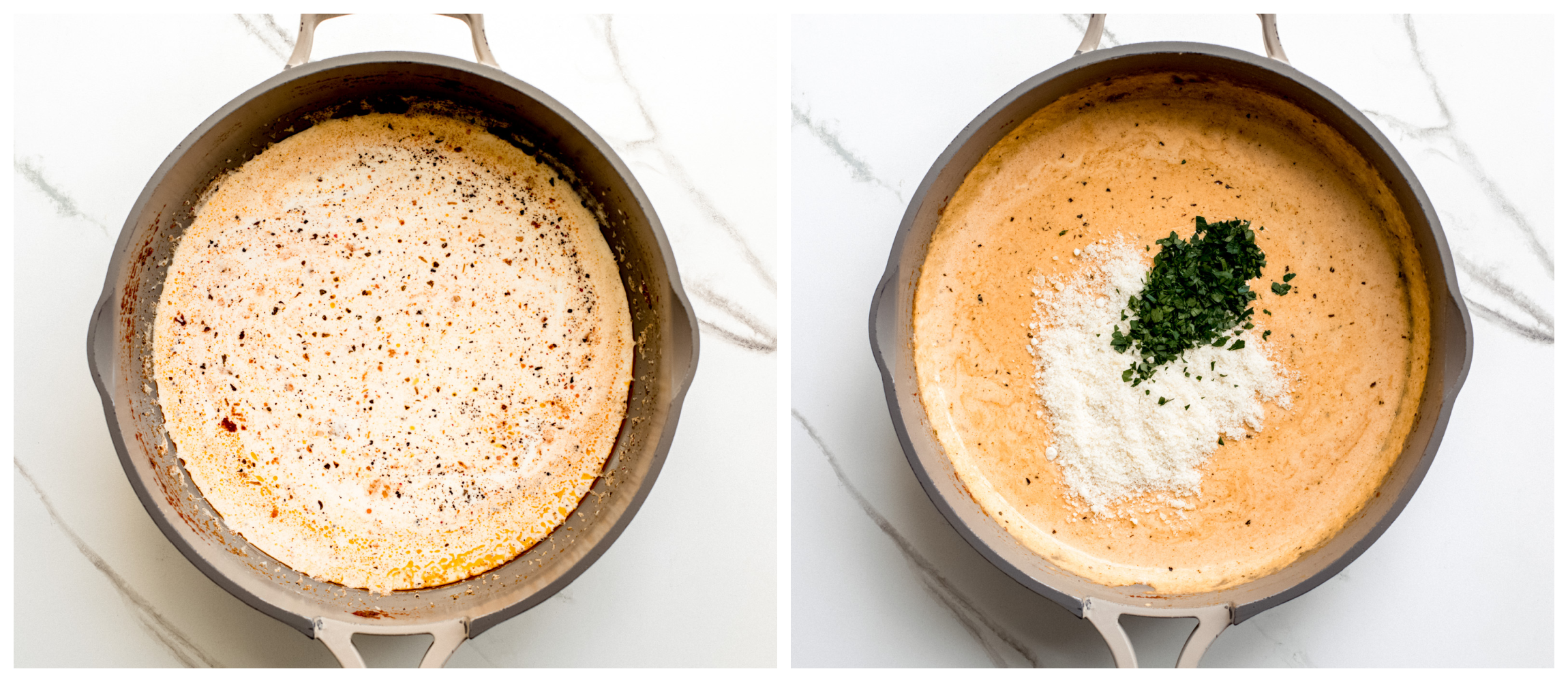 cream with spices in a skillet