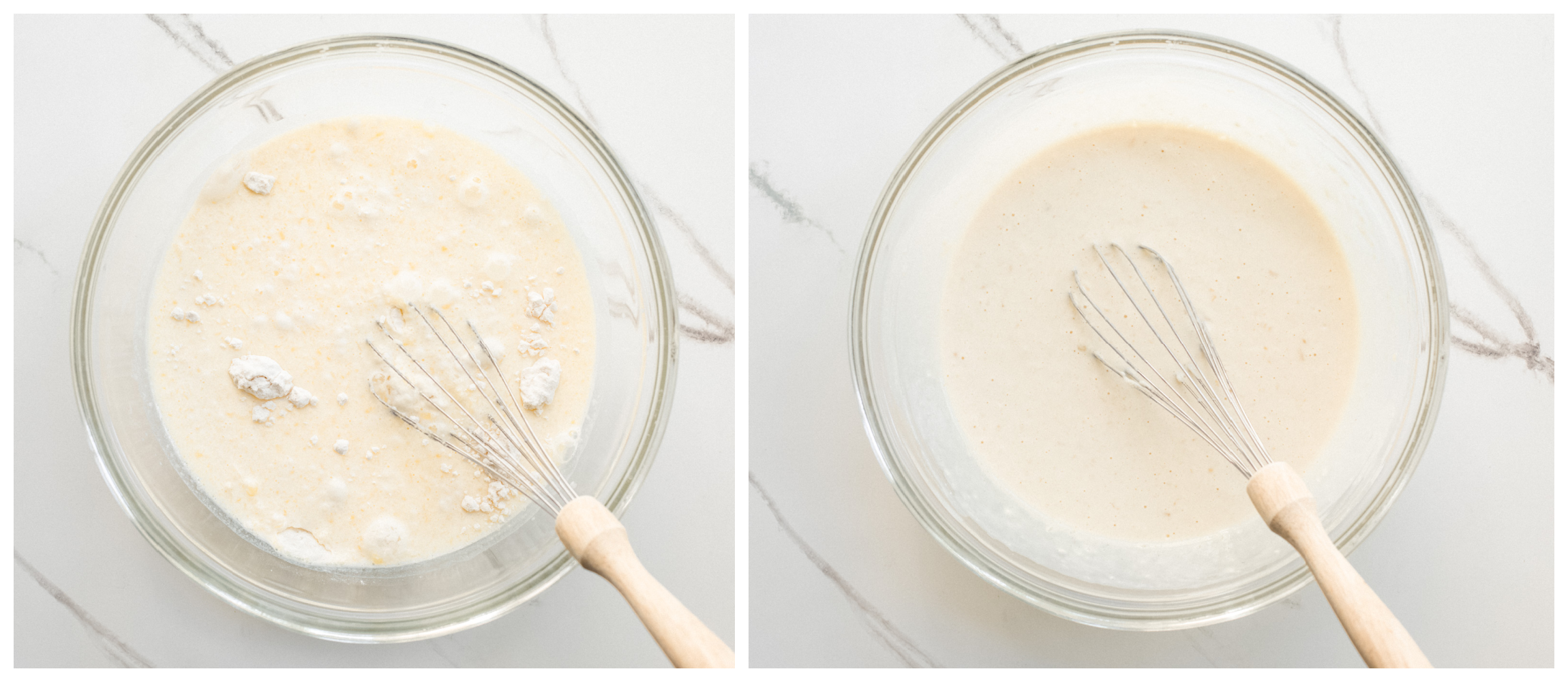 flour mixture and wet ingredients in a bowl