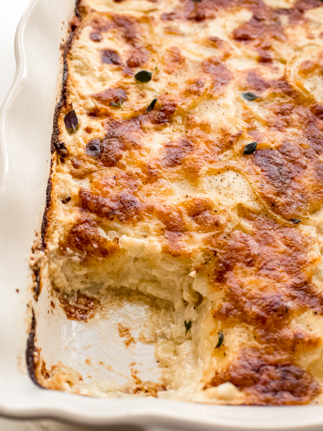 scalloped potatoes in a baking dish