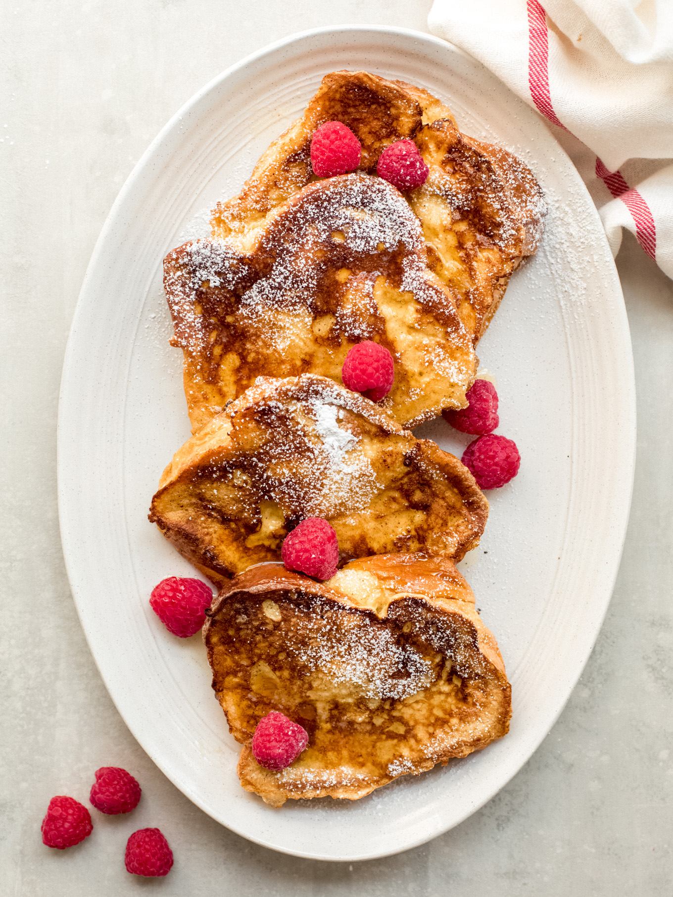 brioche french toast on a platter.