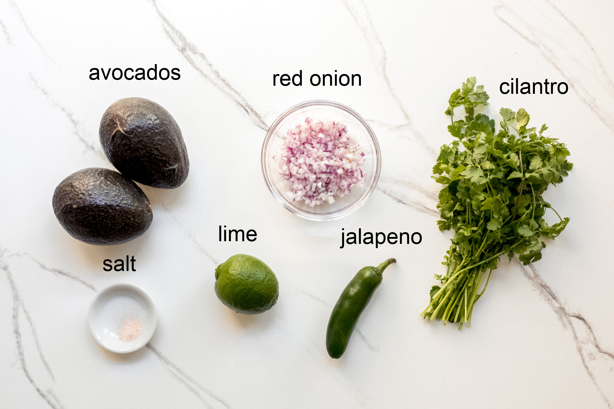 ingredients for guacamole recipe