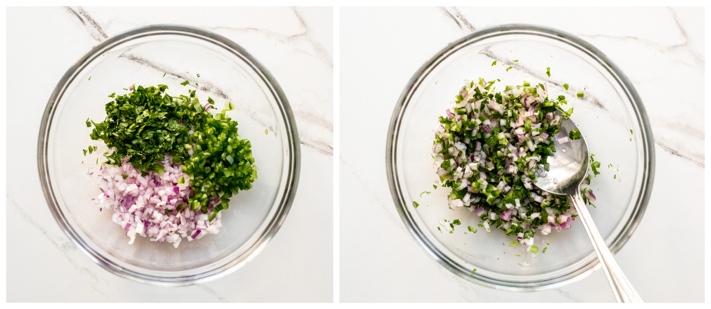 onions, cilantro, and jalapeno in a bowl