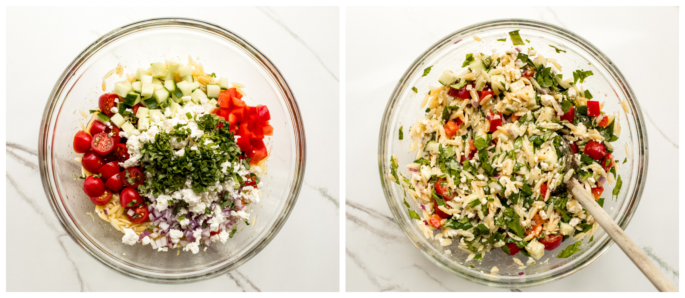 orzo salad with lemon in a bowl