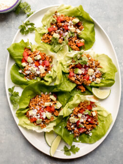 lettuce wrap tacos on a platter