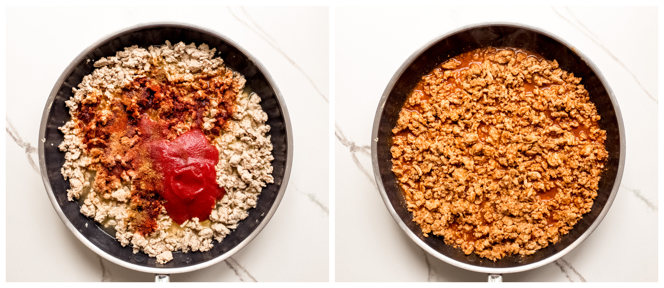 turkey taco filling in a skillet