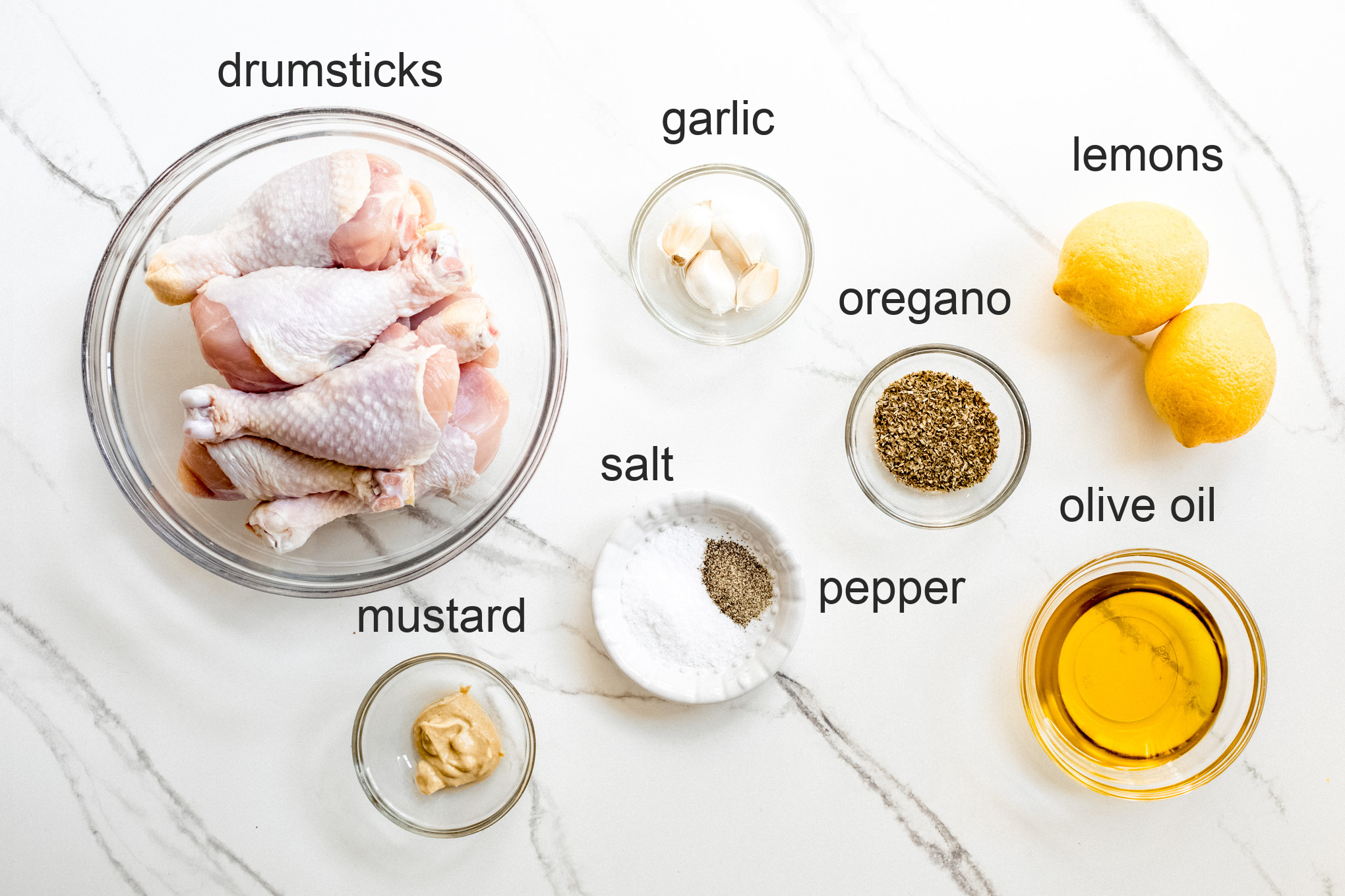 ingredients for grilled chicken legs recipe.