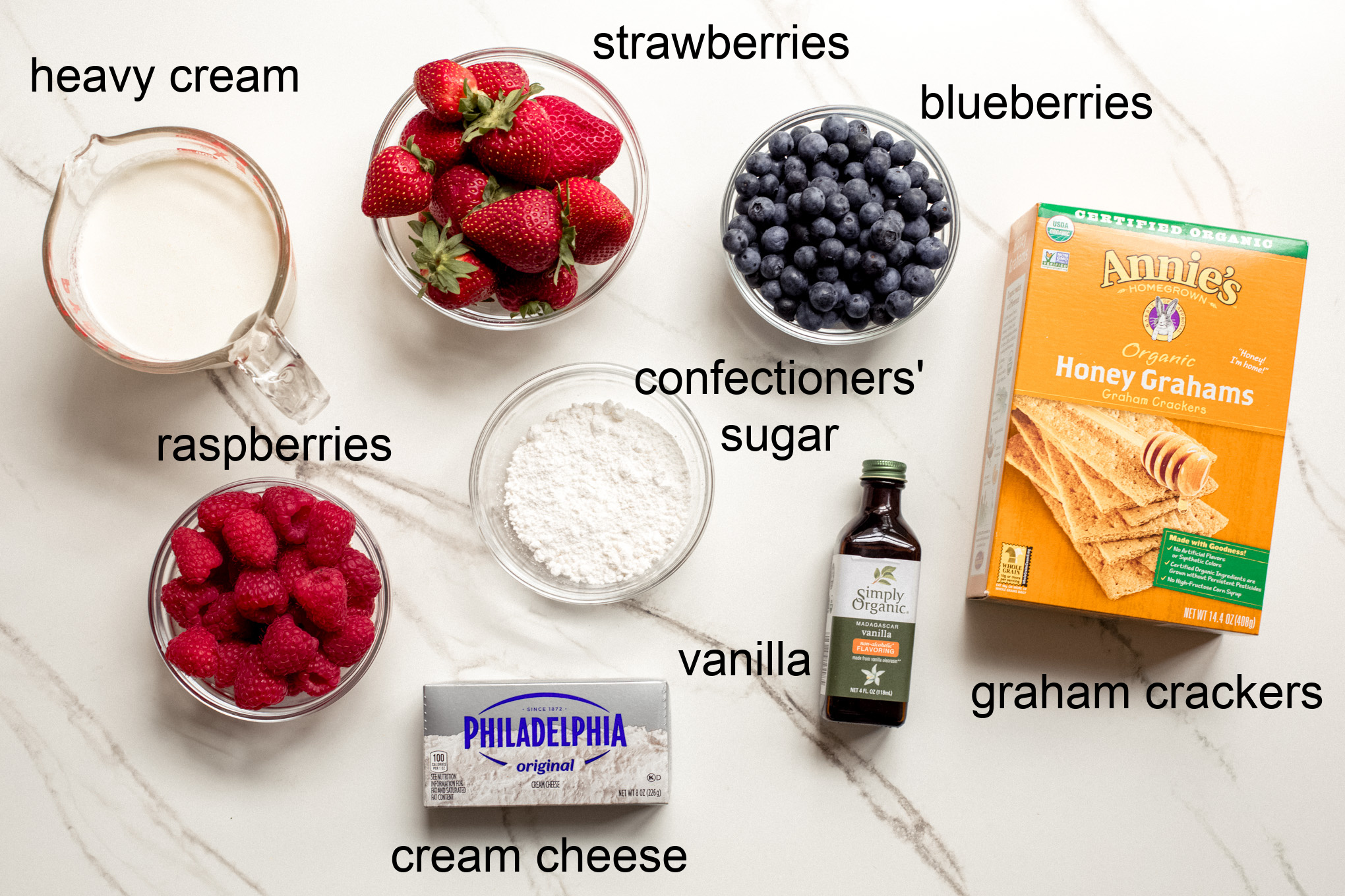ingredients for no-bake icebox cake recipe.