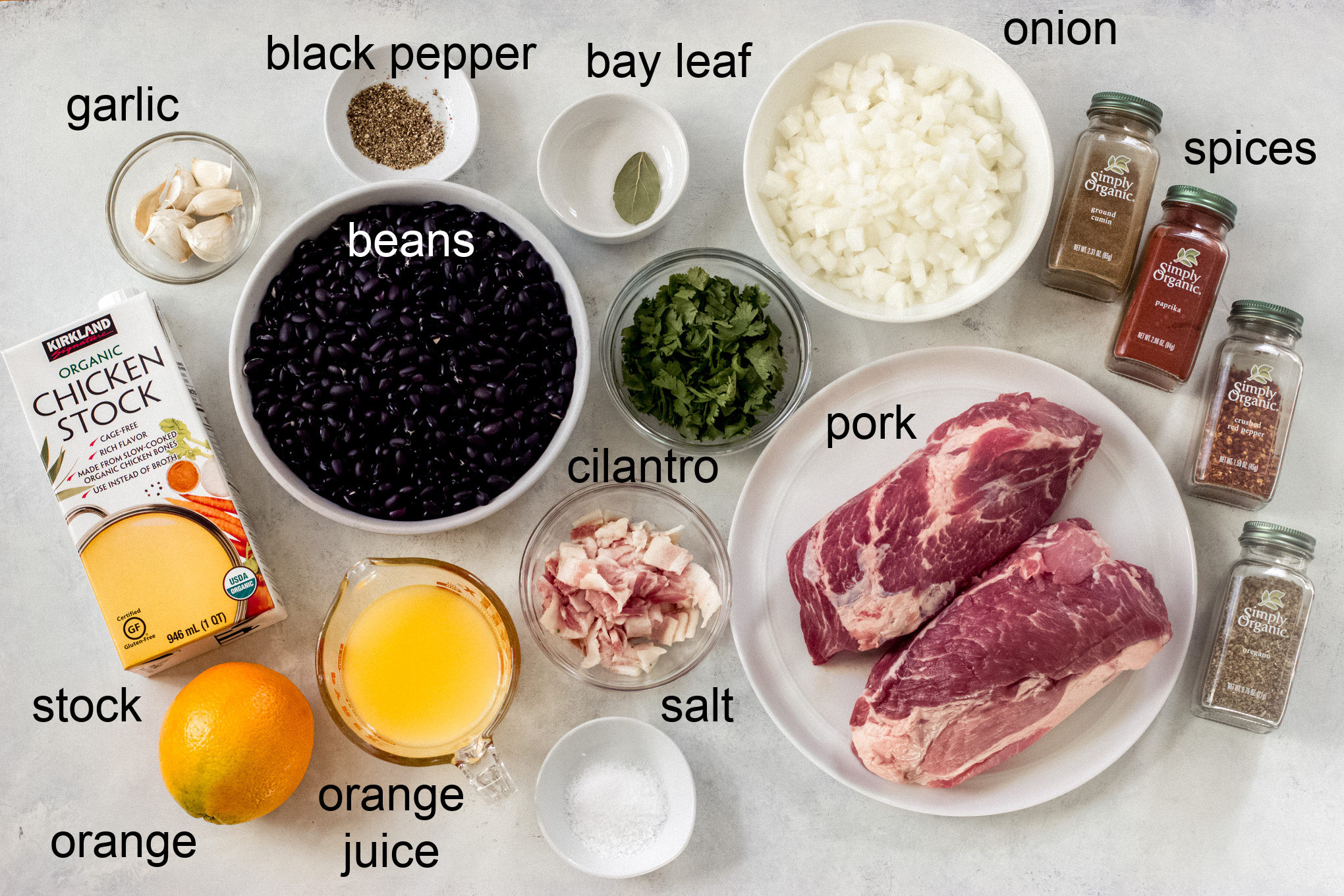 ingredients for crockpot pork recipe.