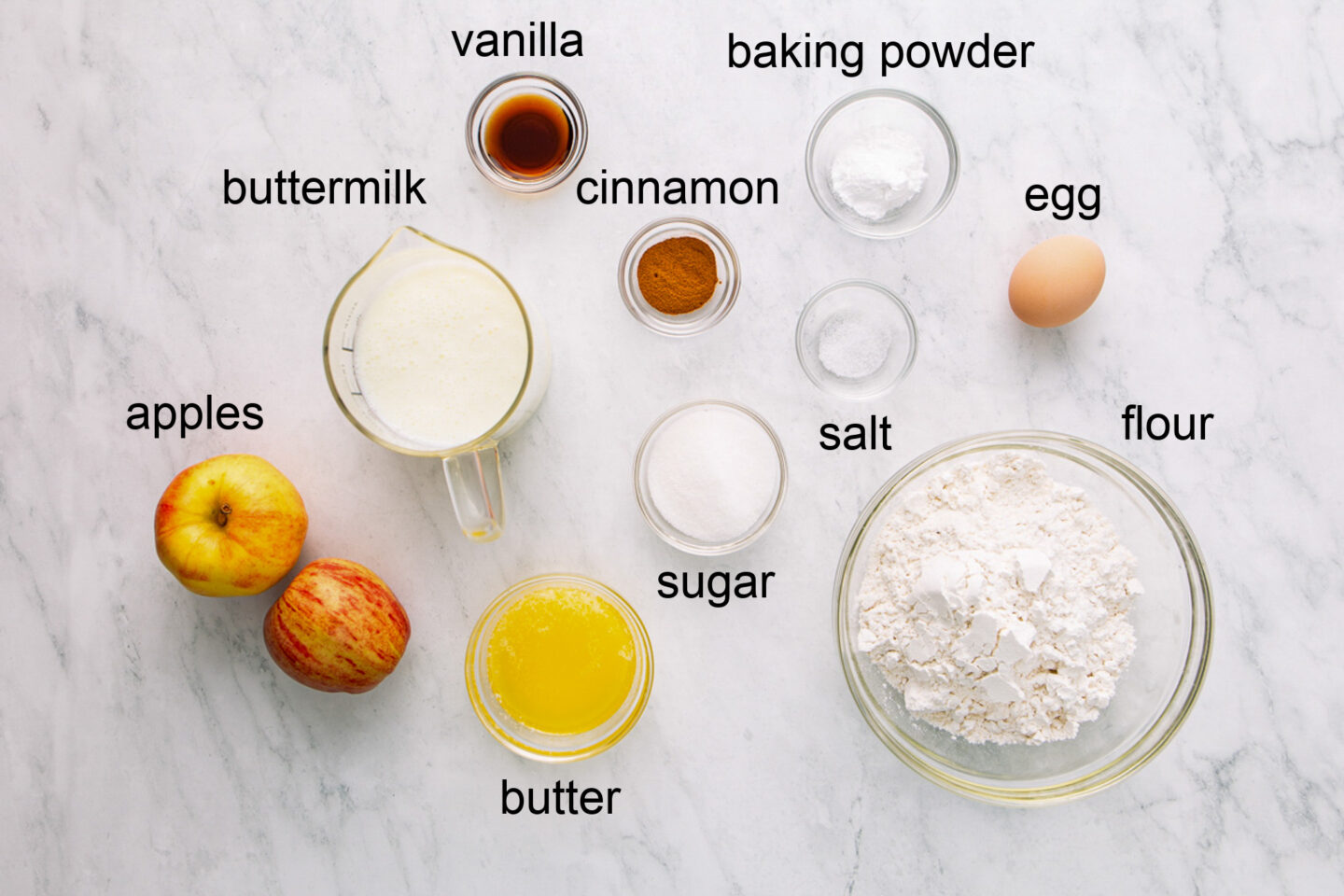 ingredients for apple cinnamon pancakes recipe.