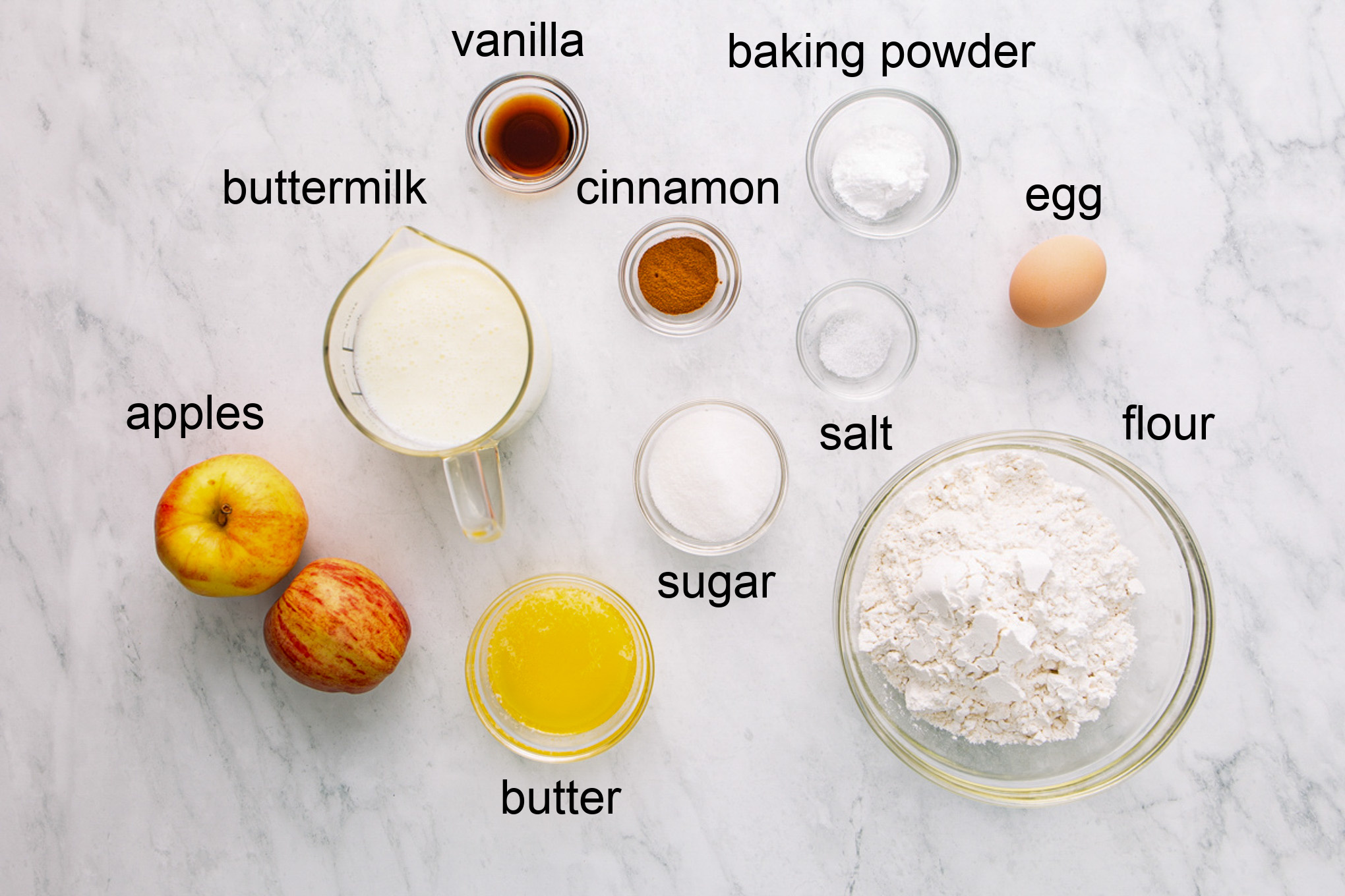 ingredients for apple cinnamon pancakes recipe.
