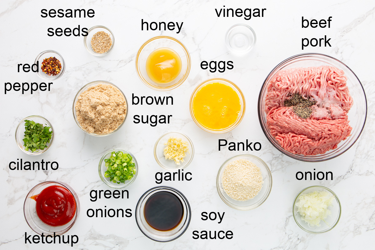 ingredients for crockpot Asian meatballs.