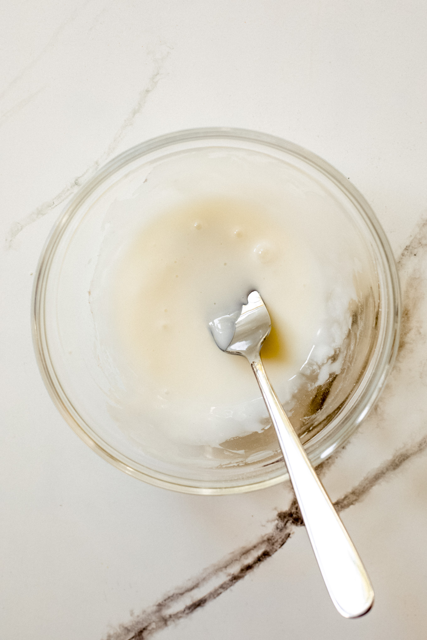 milk glaze in a glass bowl.