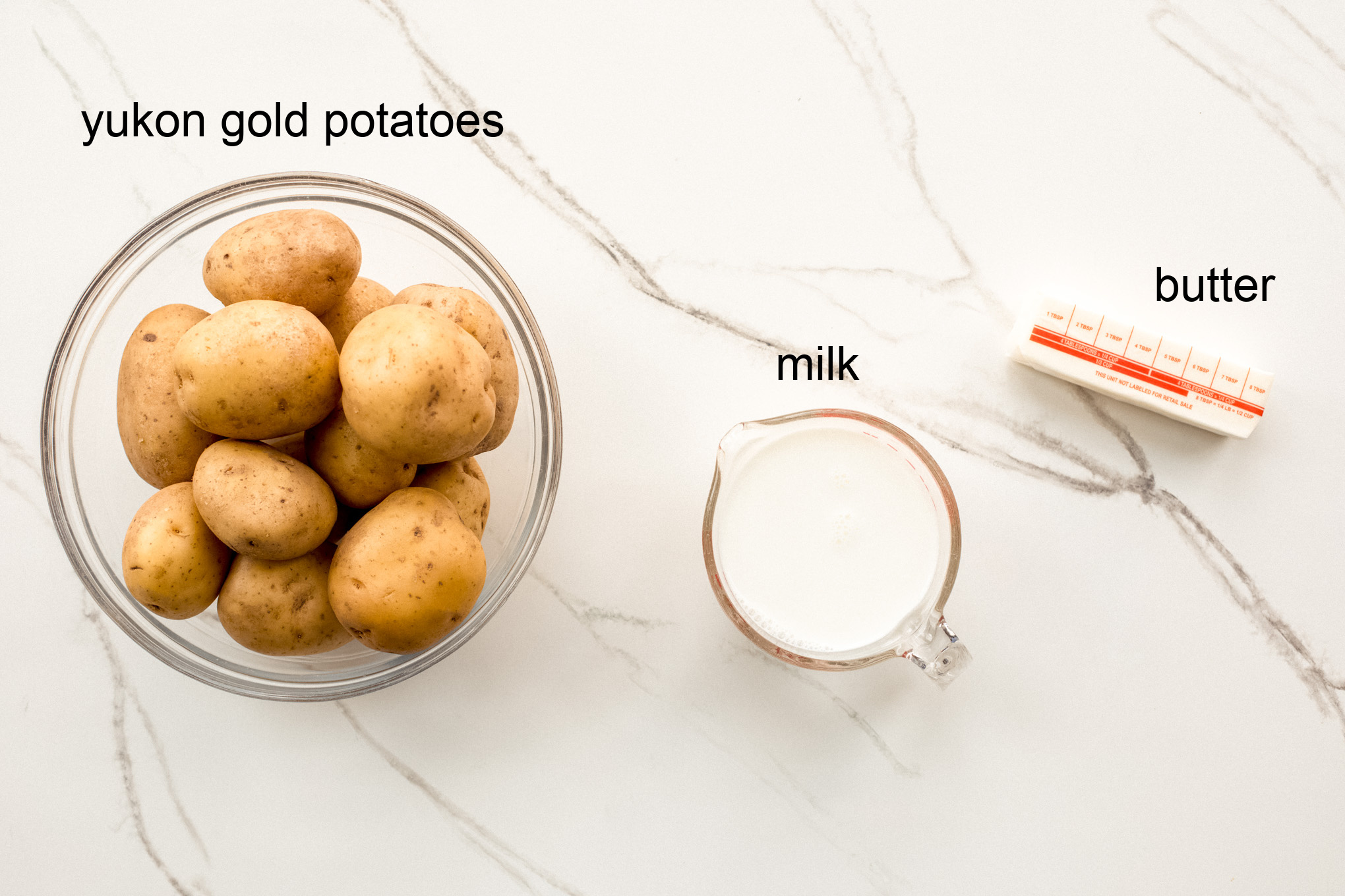 ingredients for mashed potatoes.