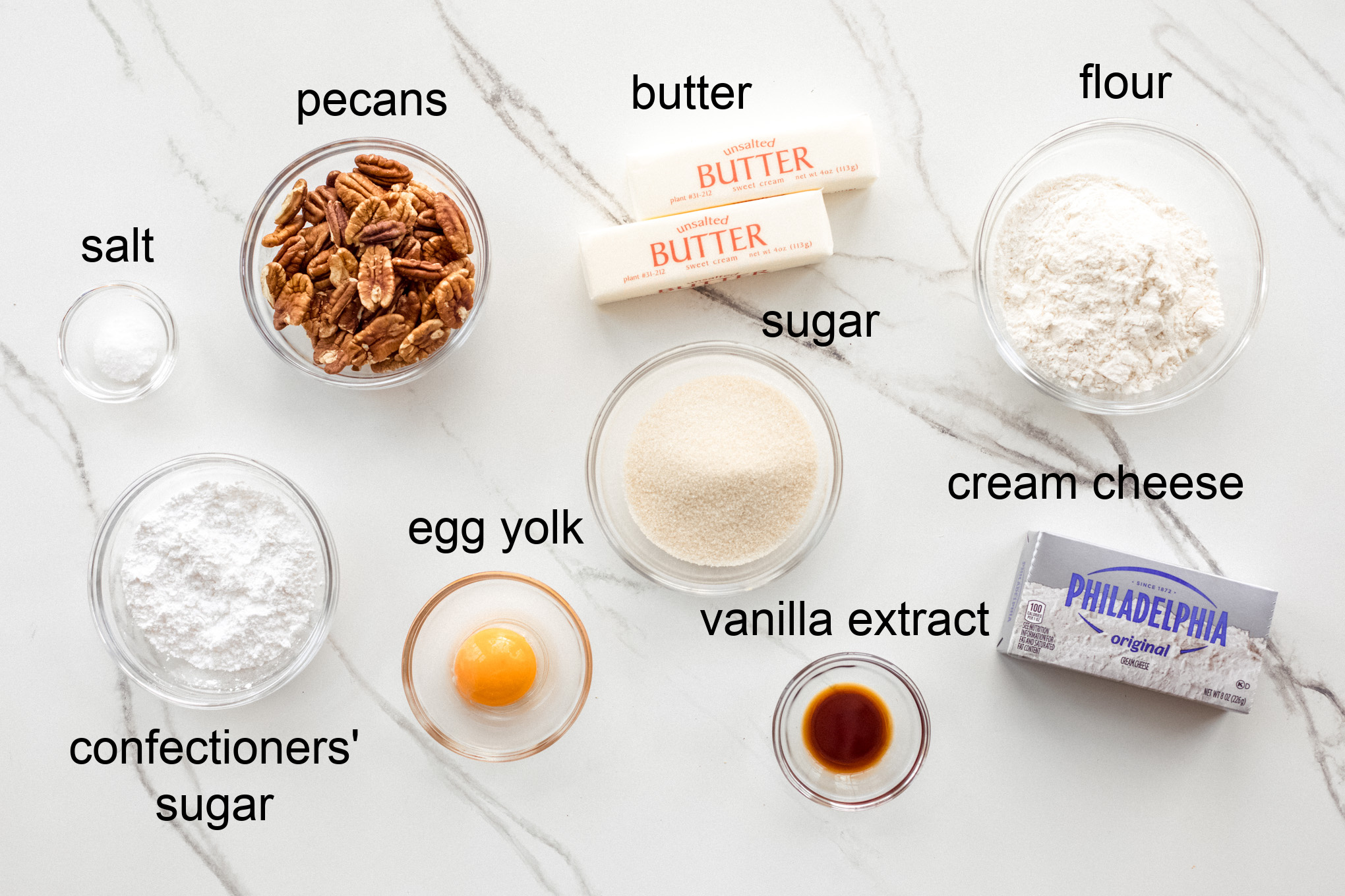 ingredients for pecan cookies.