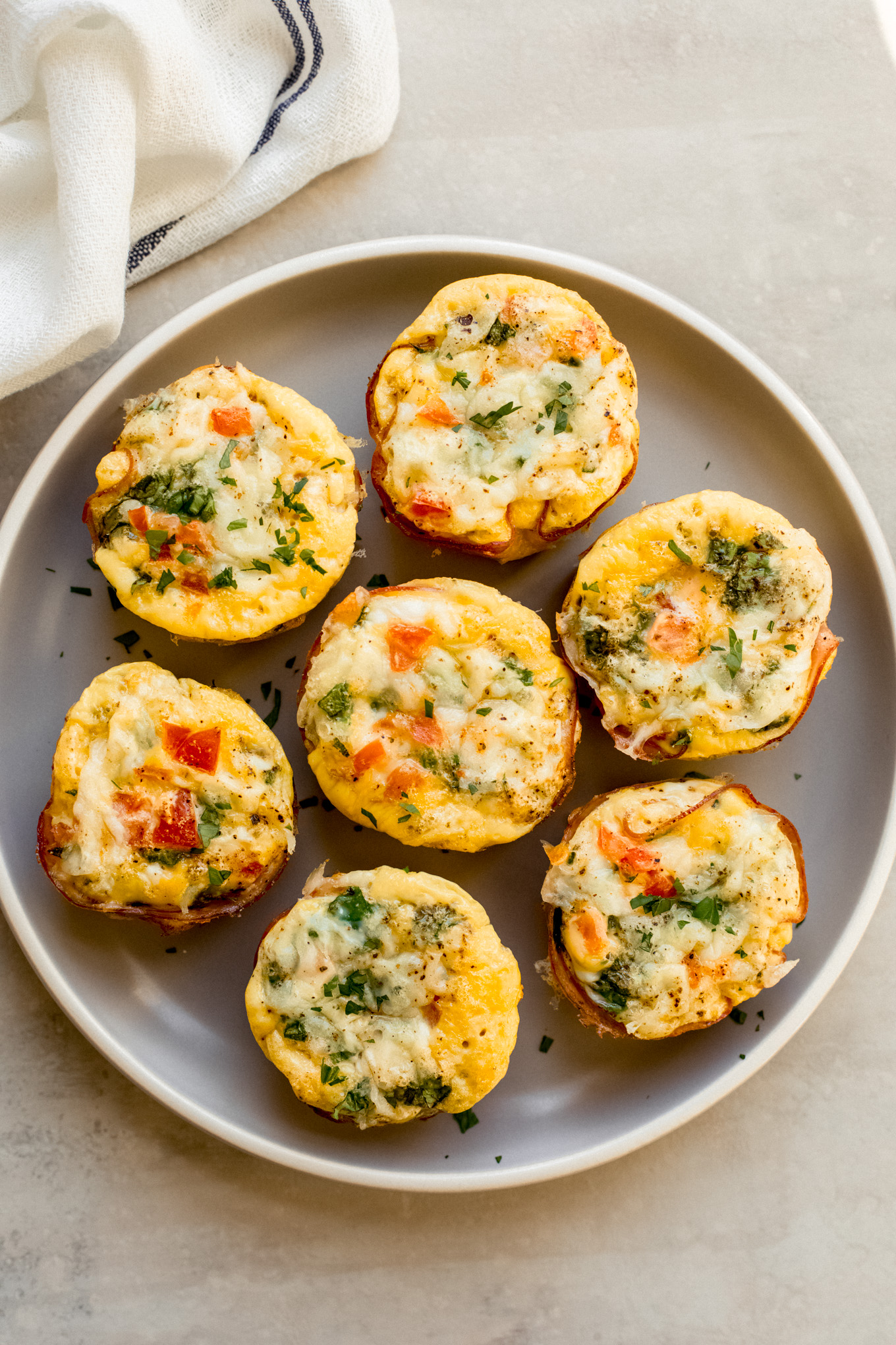 egg muffin cups on a plate.