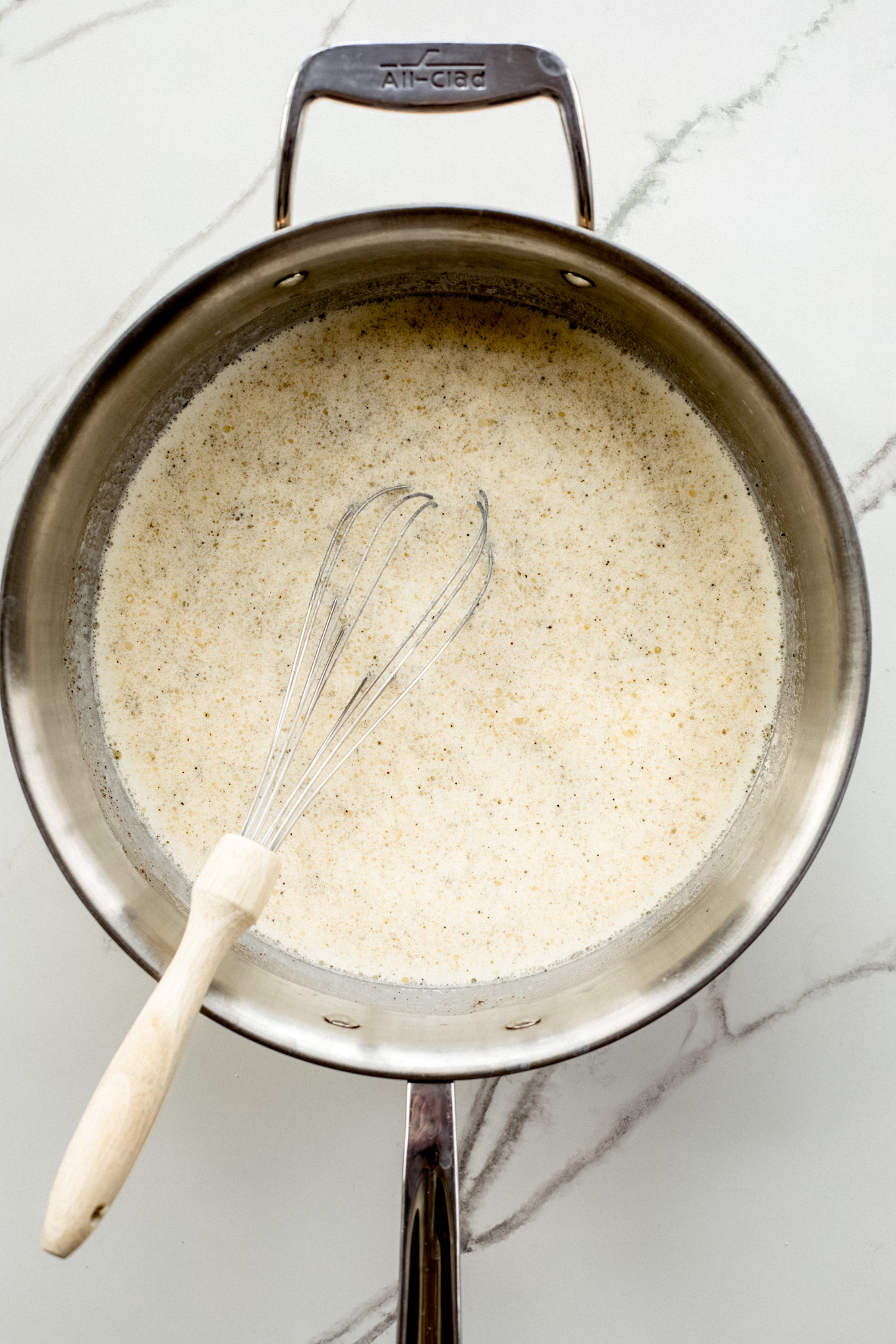 milk mixture in a pan.