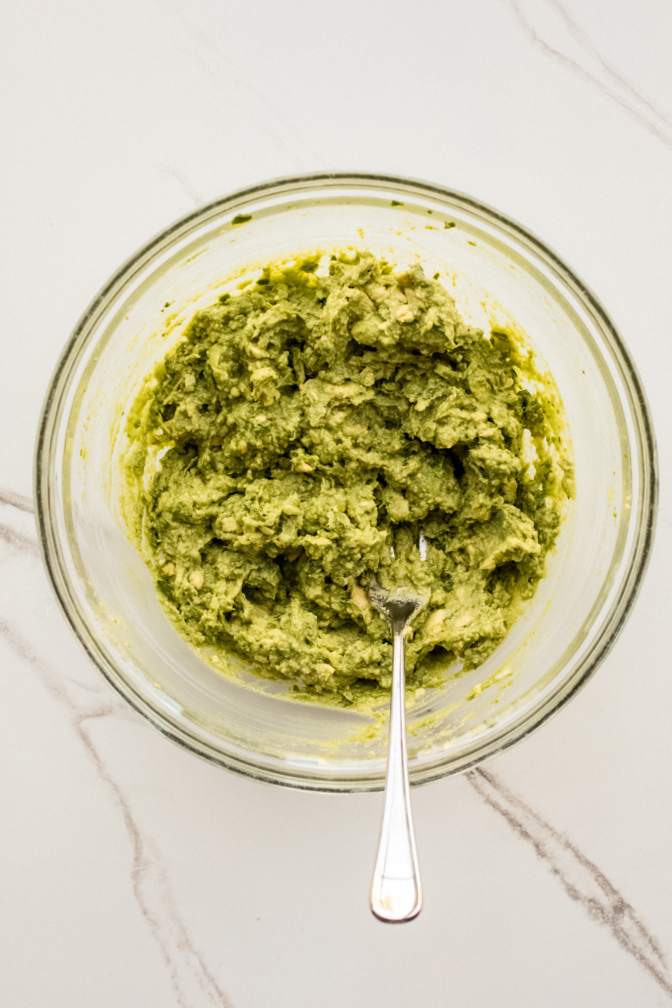 prepared guacamole in a bowl.