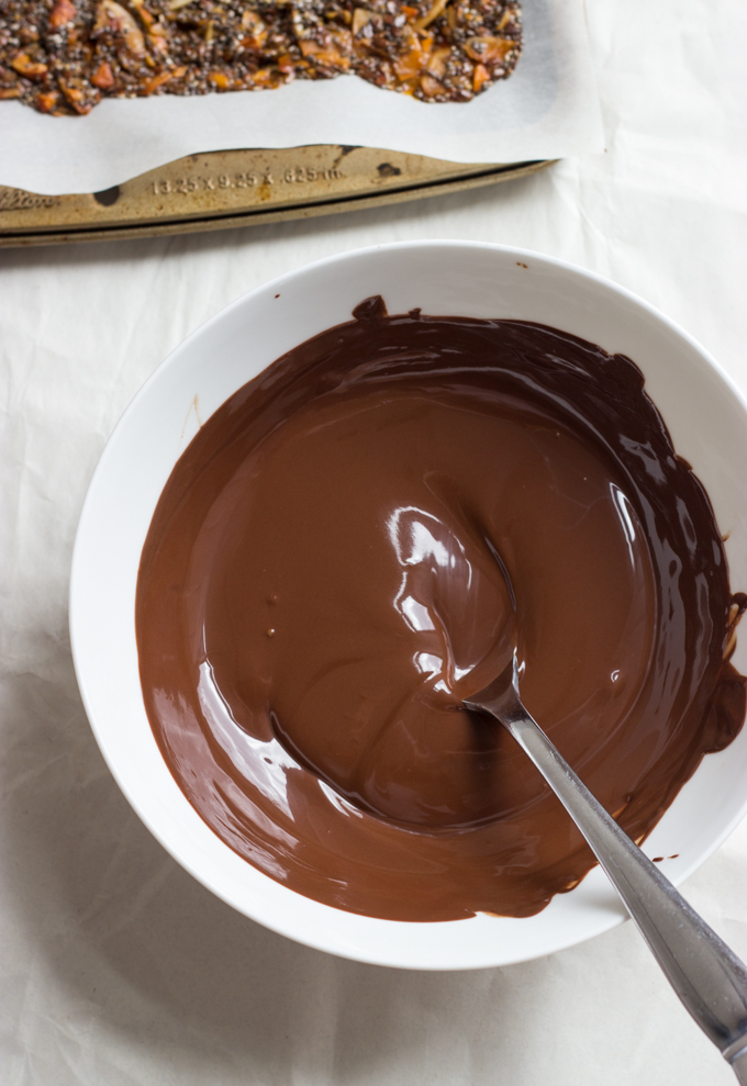 melted chocolate in a white bowl.