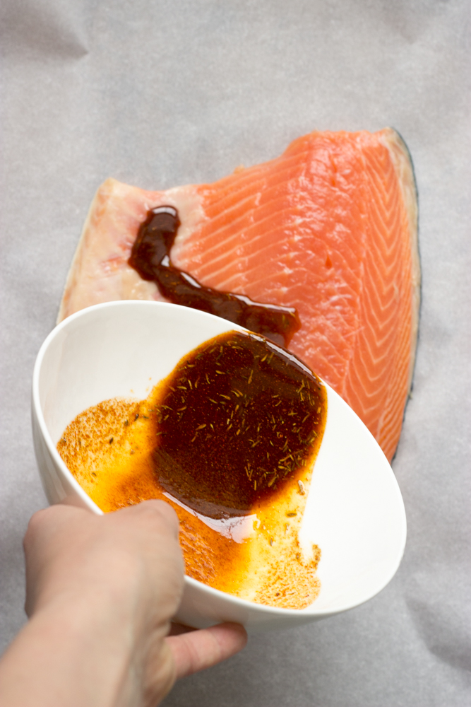 spice mixture in a white bowl. 