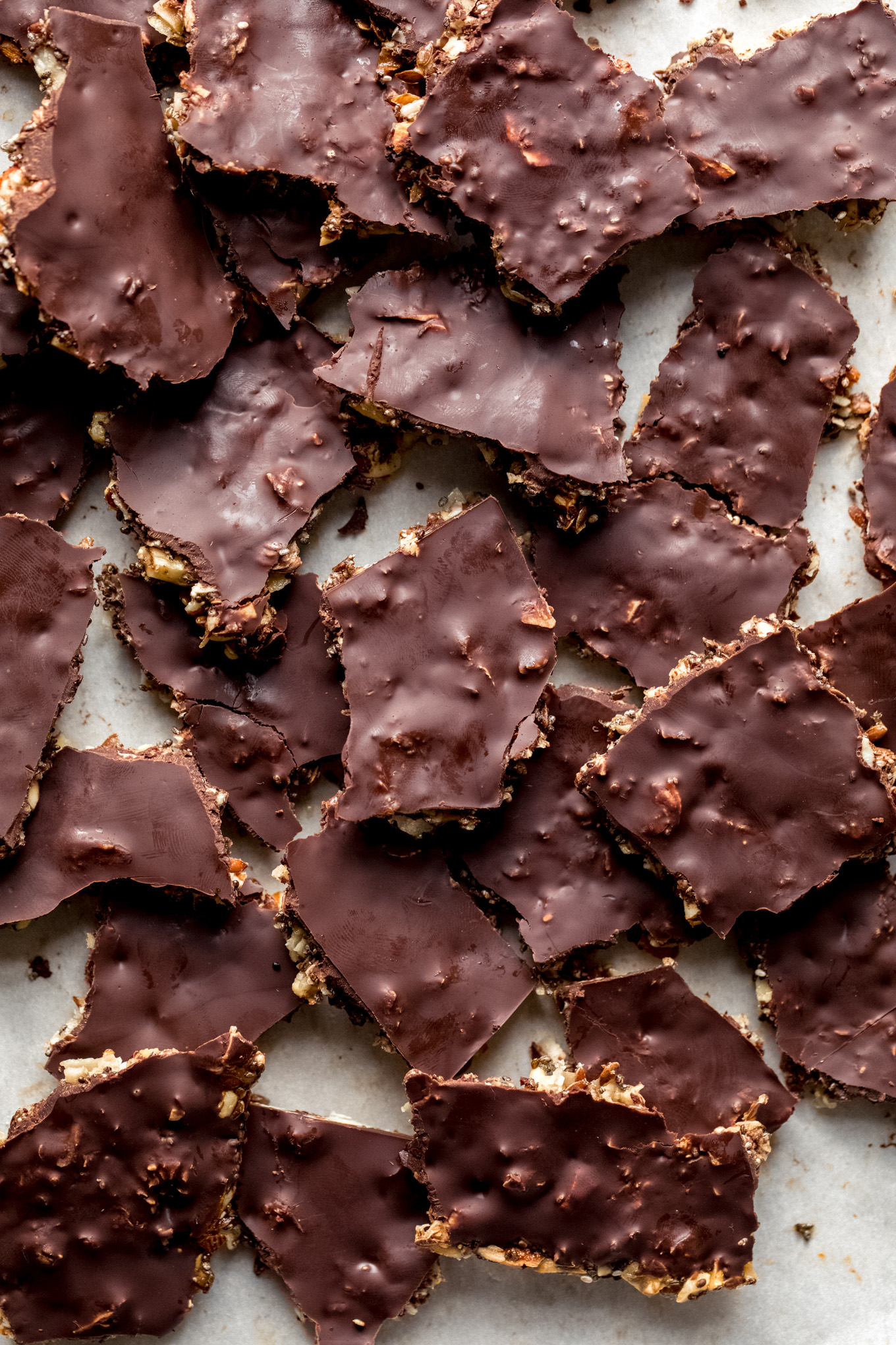 homemade chocolate bark broken into pieces.