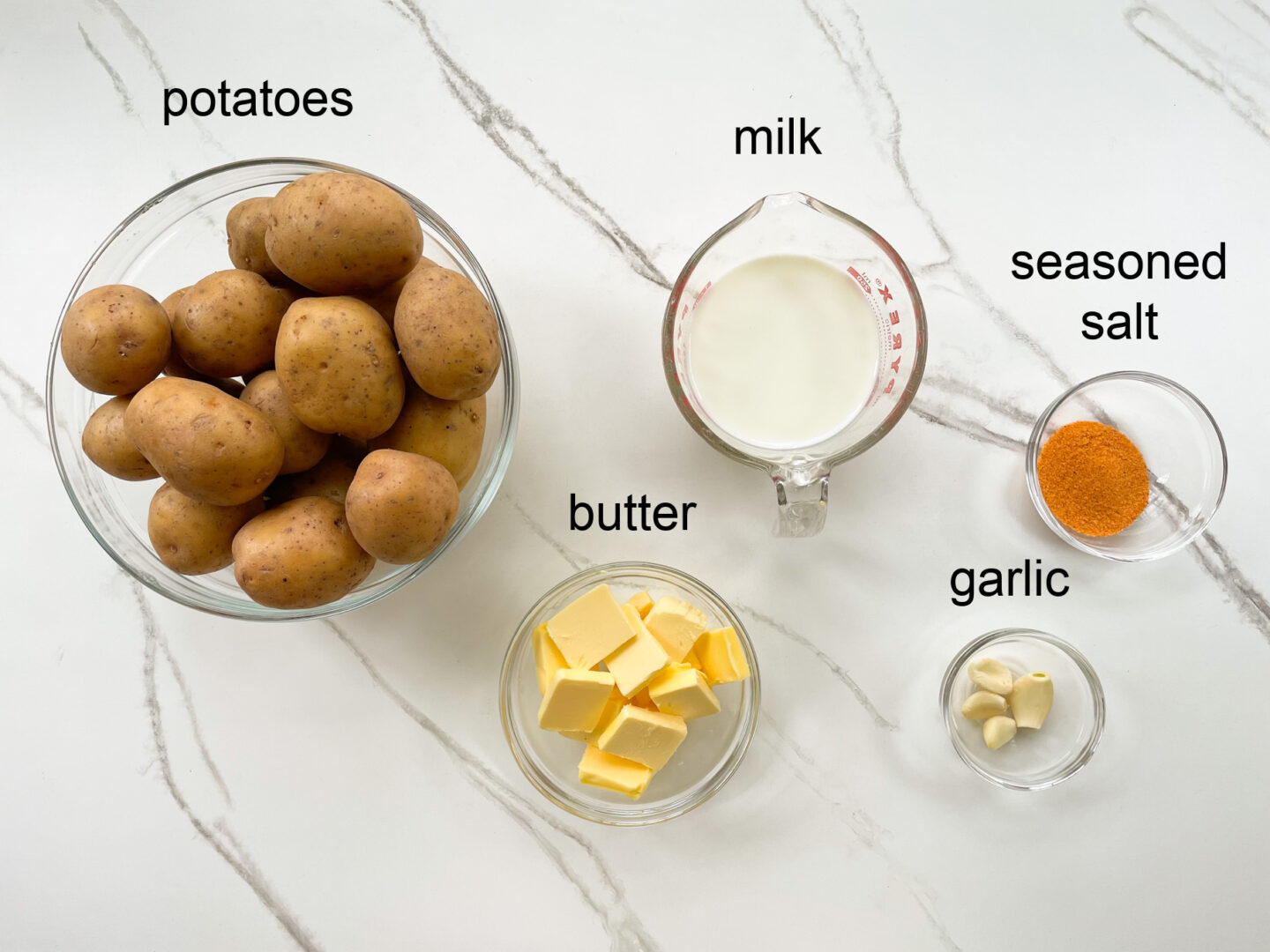 ingredients for mashed potatoes.