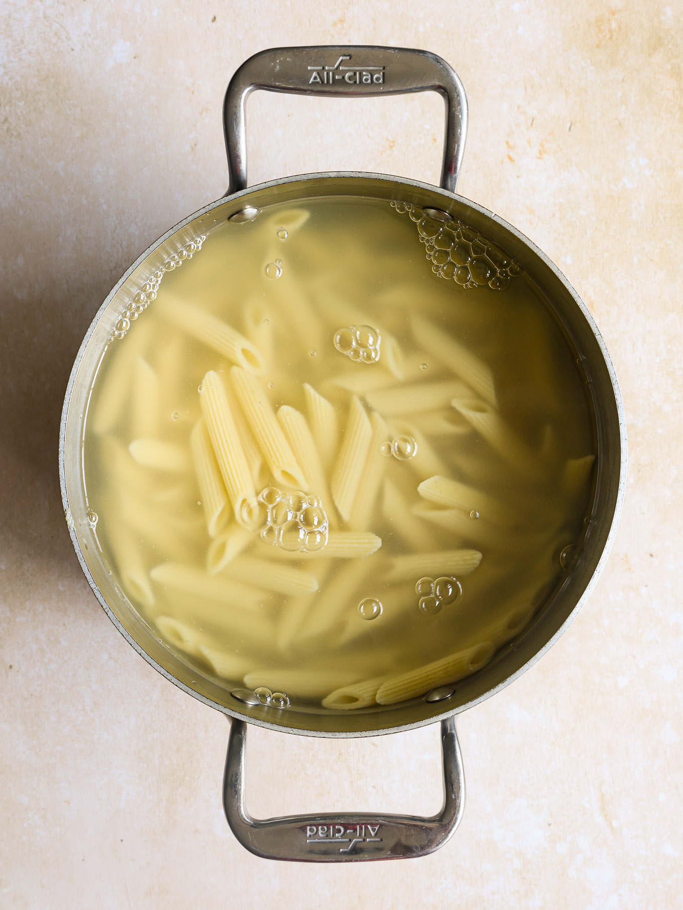cooked pasta in a pot.